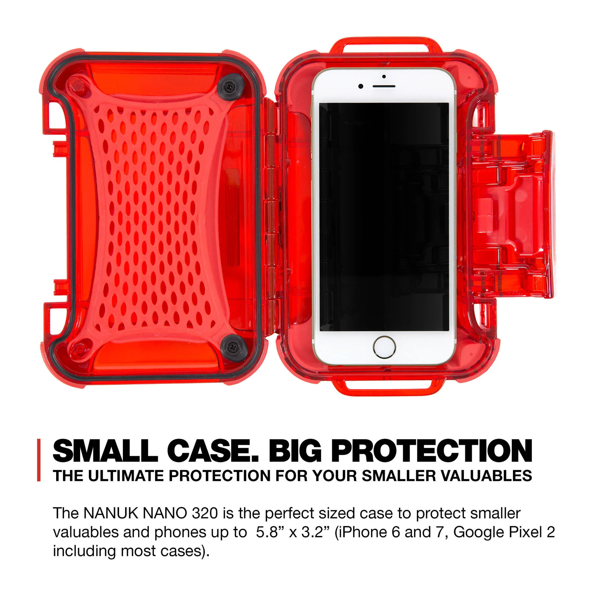 NANUK 320 Nano Series Medium Waterproof Polycarbonate Hard Case (Red) - Image 4