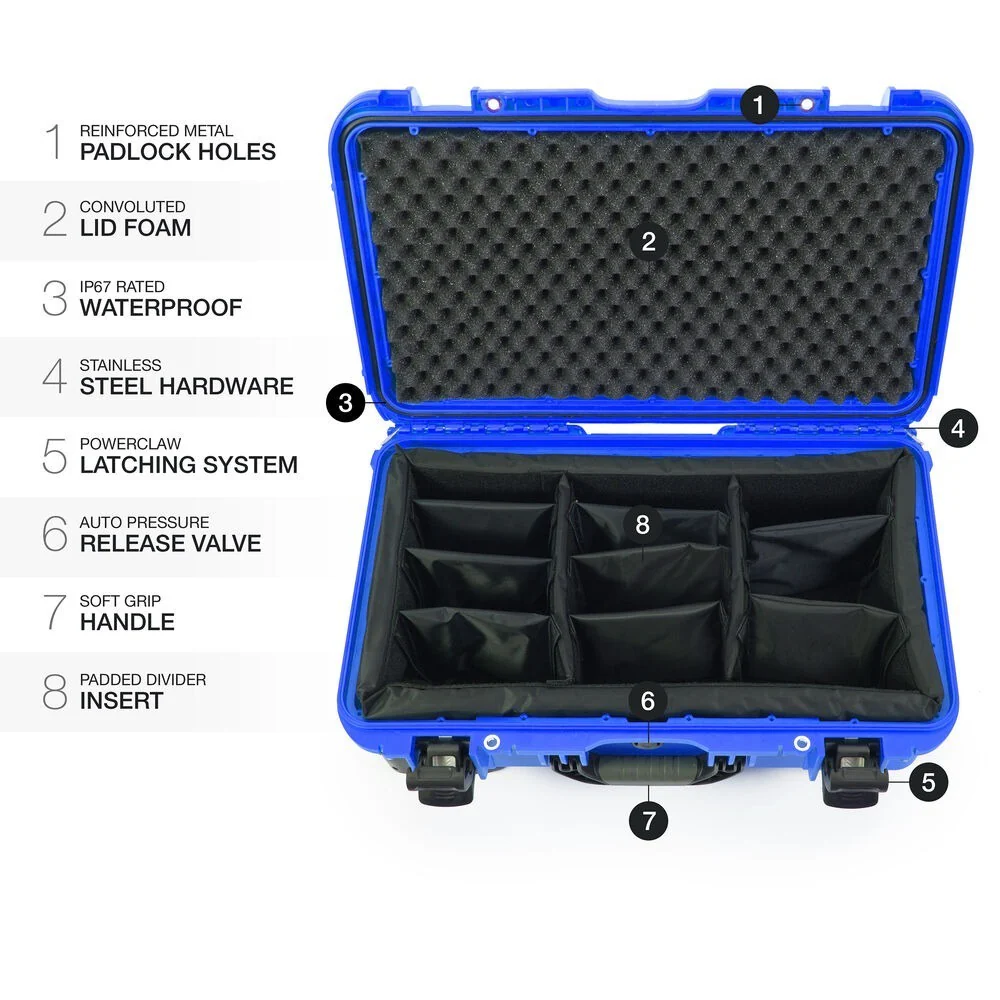 Nanuk 935 Waterproof Wheeled Hard Case with Padded Dividers (Blue) - Image 6