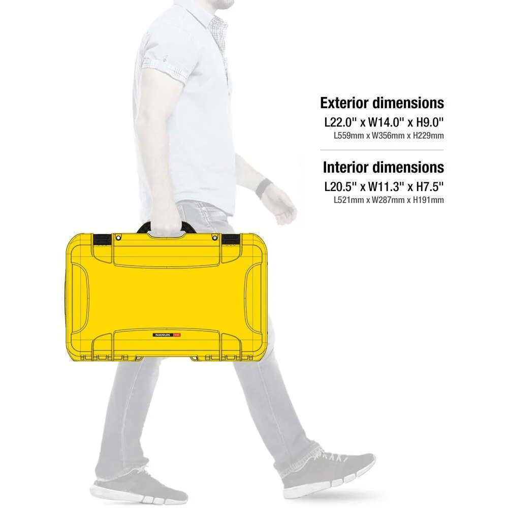 Nanuk 935 Waterproof Wheeled Hard Case with Padded Dividers (Yellow) - Image 7