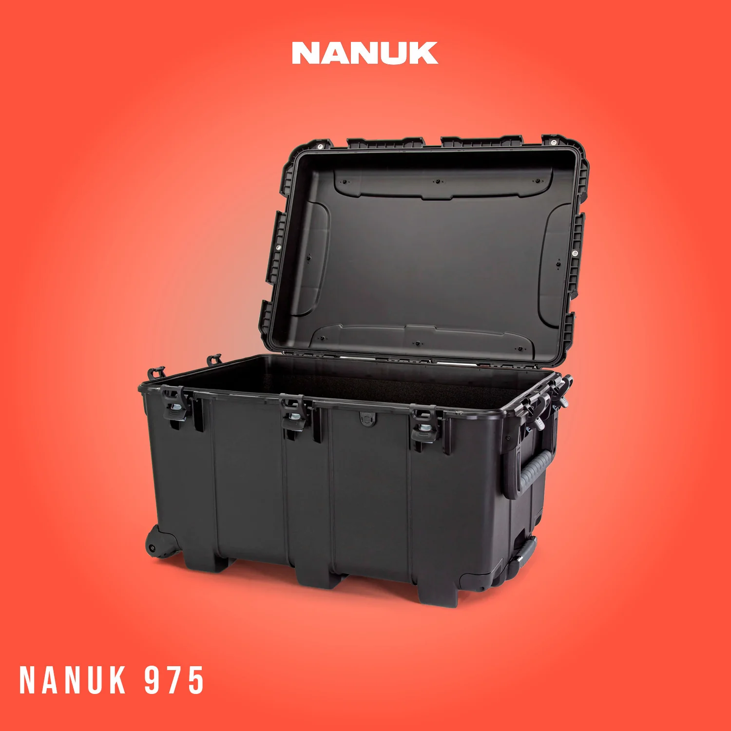 Nanuk 975 85.78L Storage Wheeled Hard Case (Black) with Wheel Caster Kit and 225 Hard Case Bundle - Image 2