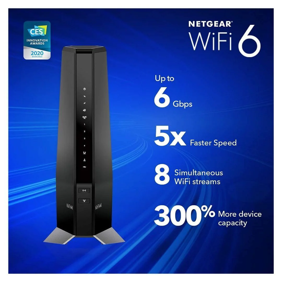 NETGEAR Nighthawk AX8 DOCSIS 3.1 Two-In-One Cable Modem with Wi-Fi 6 Router (Black, Refurbished) - Image 3
