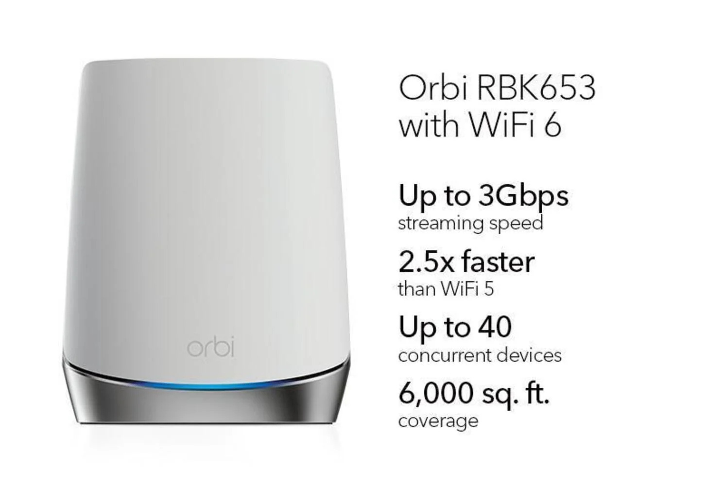Netgear Orbi 650 Series Tri-Band Wi-Fi 6 Mesh System 3Gbps Router with Netgear Armor - Image 2