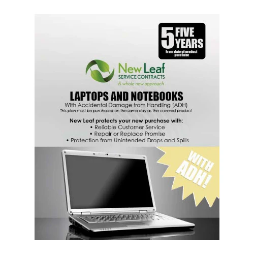 New Leaf 5-Year Laptops/Notebooks Service Plan with ADH for Products Retailing Under $2000