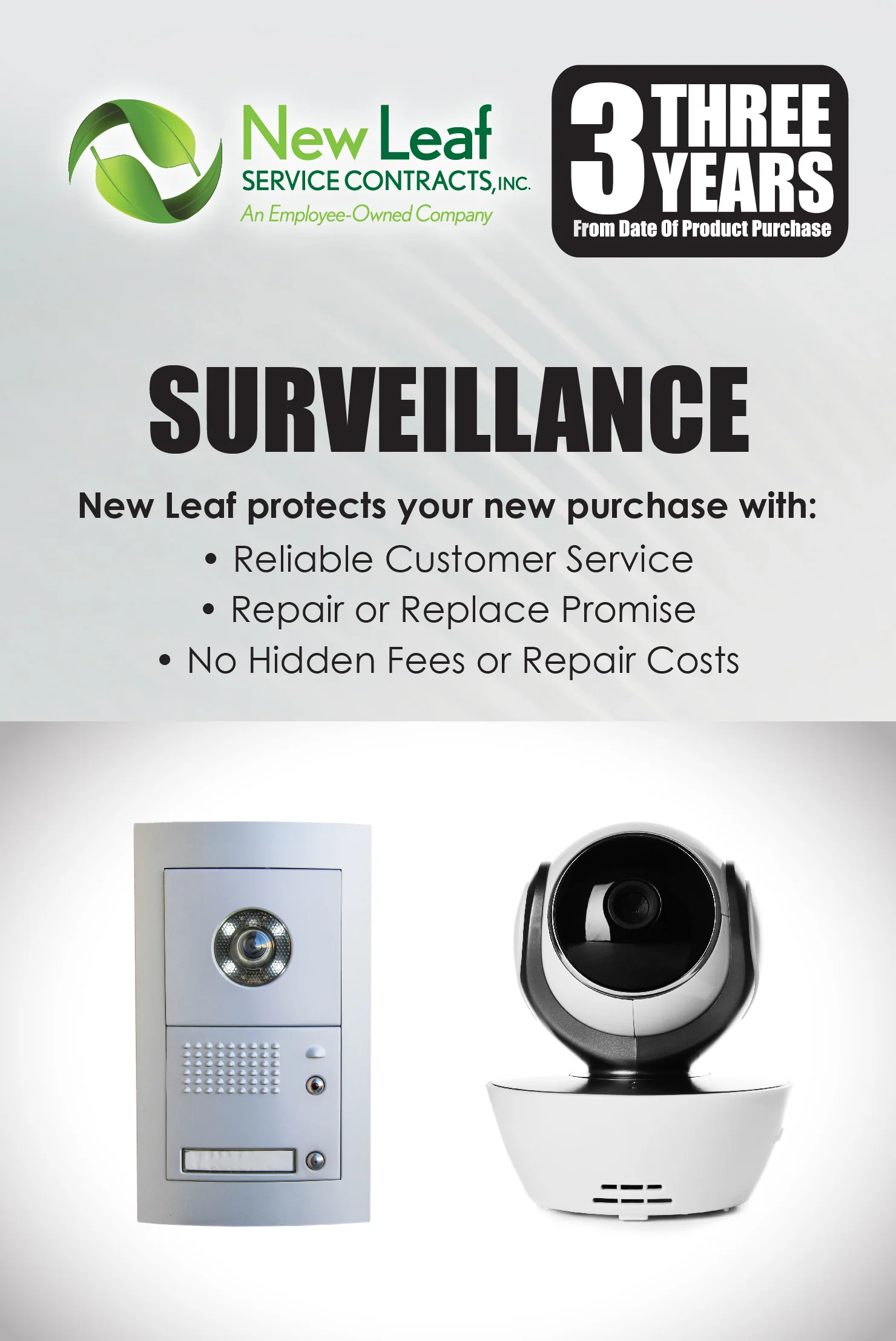 New Leaf 3-Year Surveillance Service Plan for Products Retailing Under $1,500