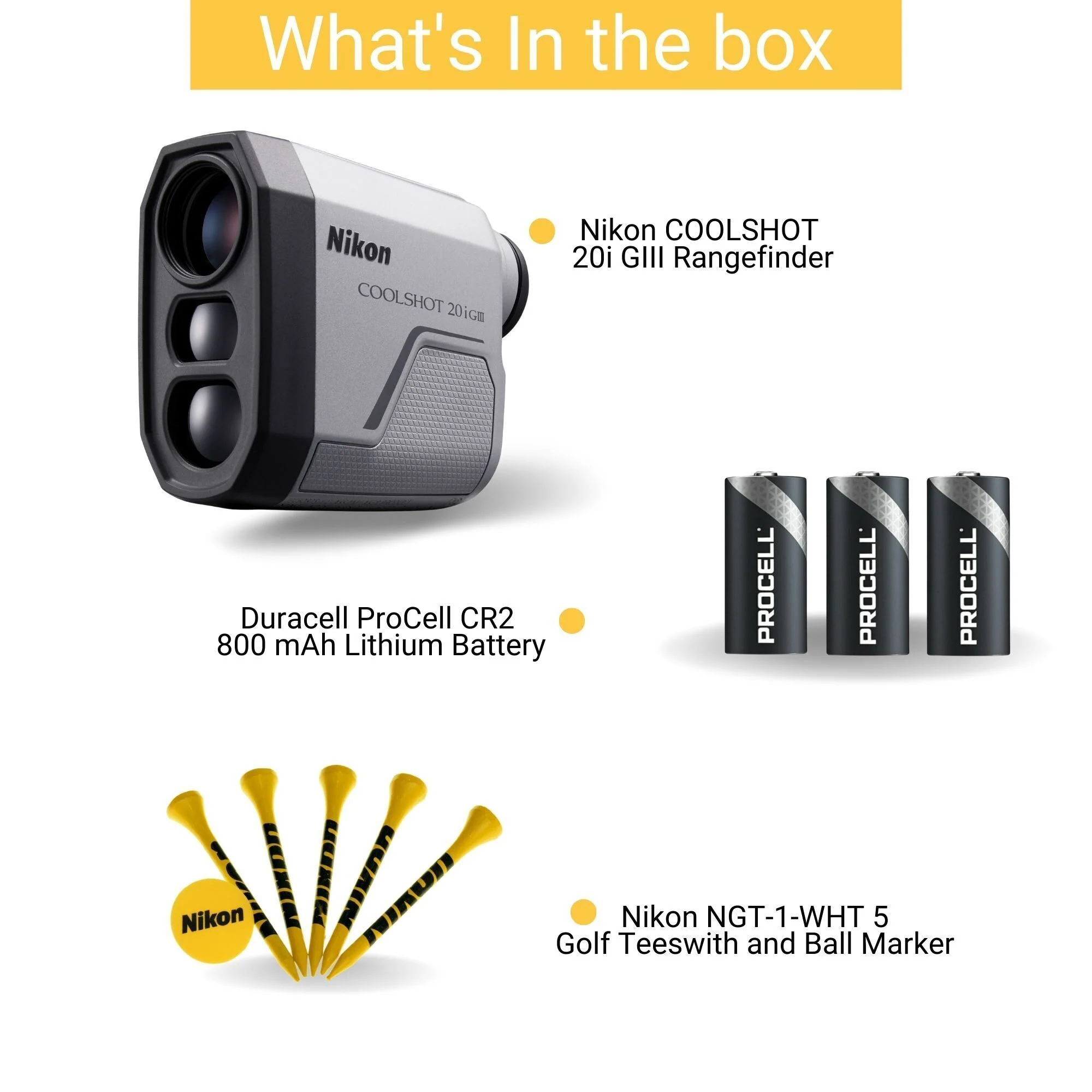 Nikon COOLSHOT 20i GIII Golf Range Finder - Pinpoint Accuracy with Batteries and Golf Tees - Image 5