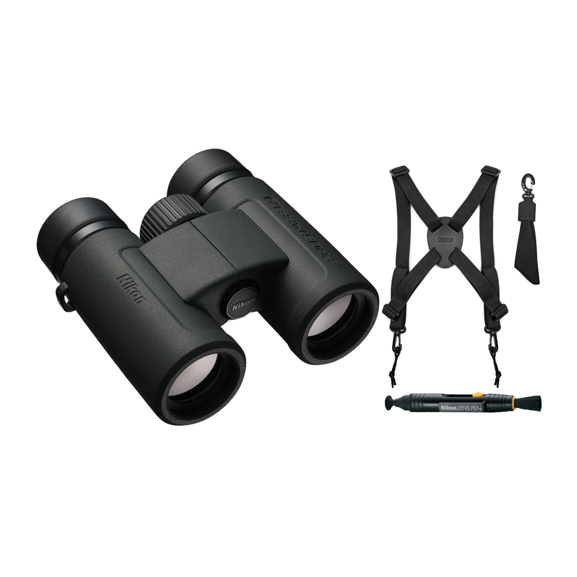 Nikon Prostaff P3 10X30 Binoculars with Harness and Lens Pen Cleaning System