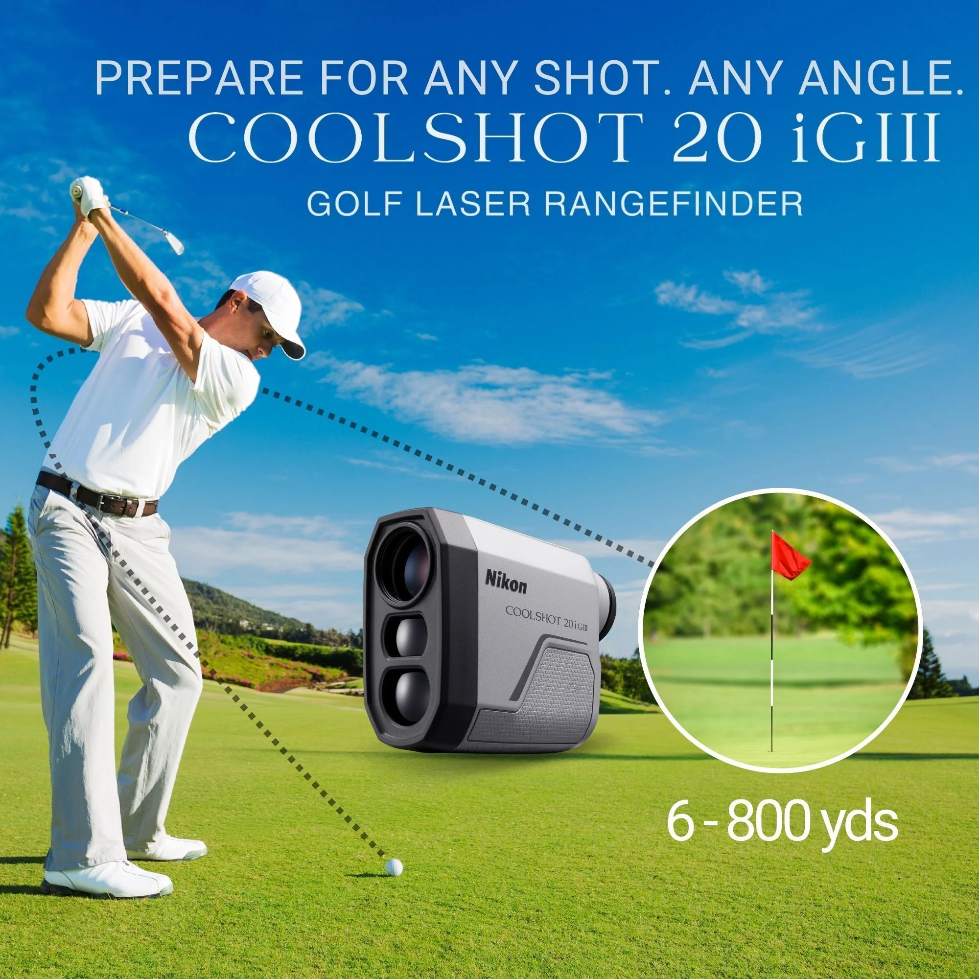 Nikon COOLSHOT 20i GIII Golf Range Finder - Pinpoint Accuracy with Harness, Cleaning Pen - Image 3