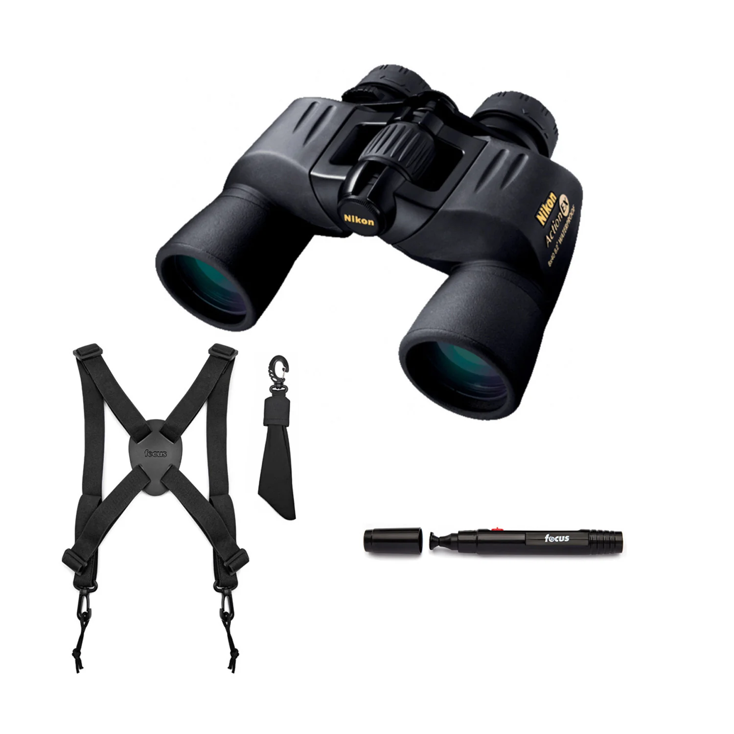 Nikon Action Extreme 8x40 ATB Focus Knob Rubber Armored Coating Binoculars with Harness Bundle