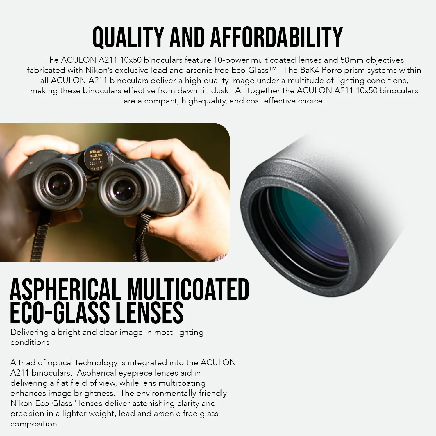 Nikon Aculon 7x35 A211 Central Focus Binocular with Aspherical Multi-Coated Eco-Glass Lenses Bundle - Image 3