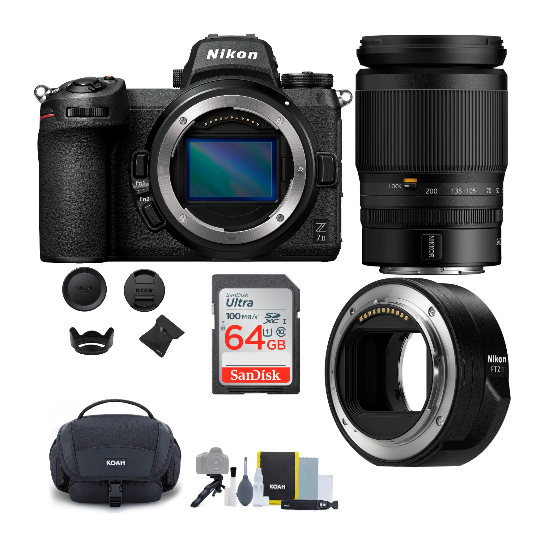 Nikon Z 7II Mirrorless Digital Camera with 24-200mm Lens and FTZ II Mount Adapter Bundle