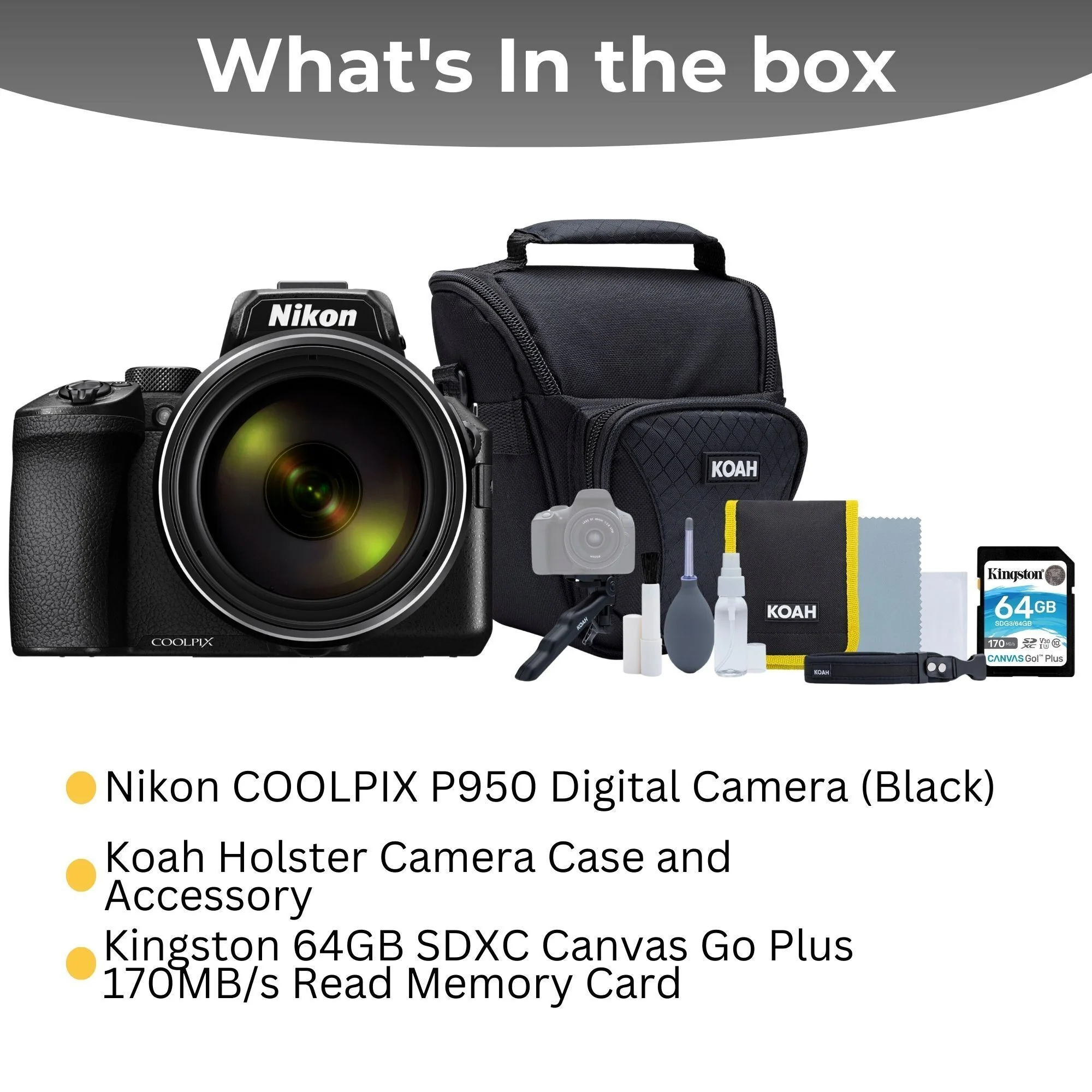Nikon COOLPIX P950 Digital Camera (Black) Camera Case and Accessory, 64GB Memory Card Bundle - Image 5