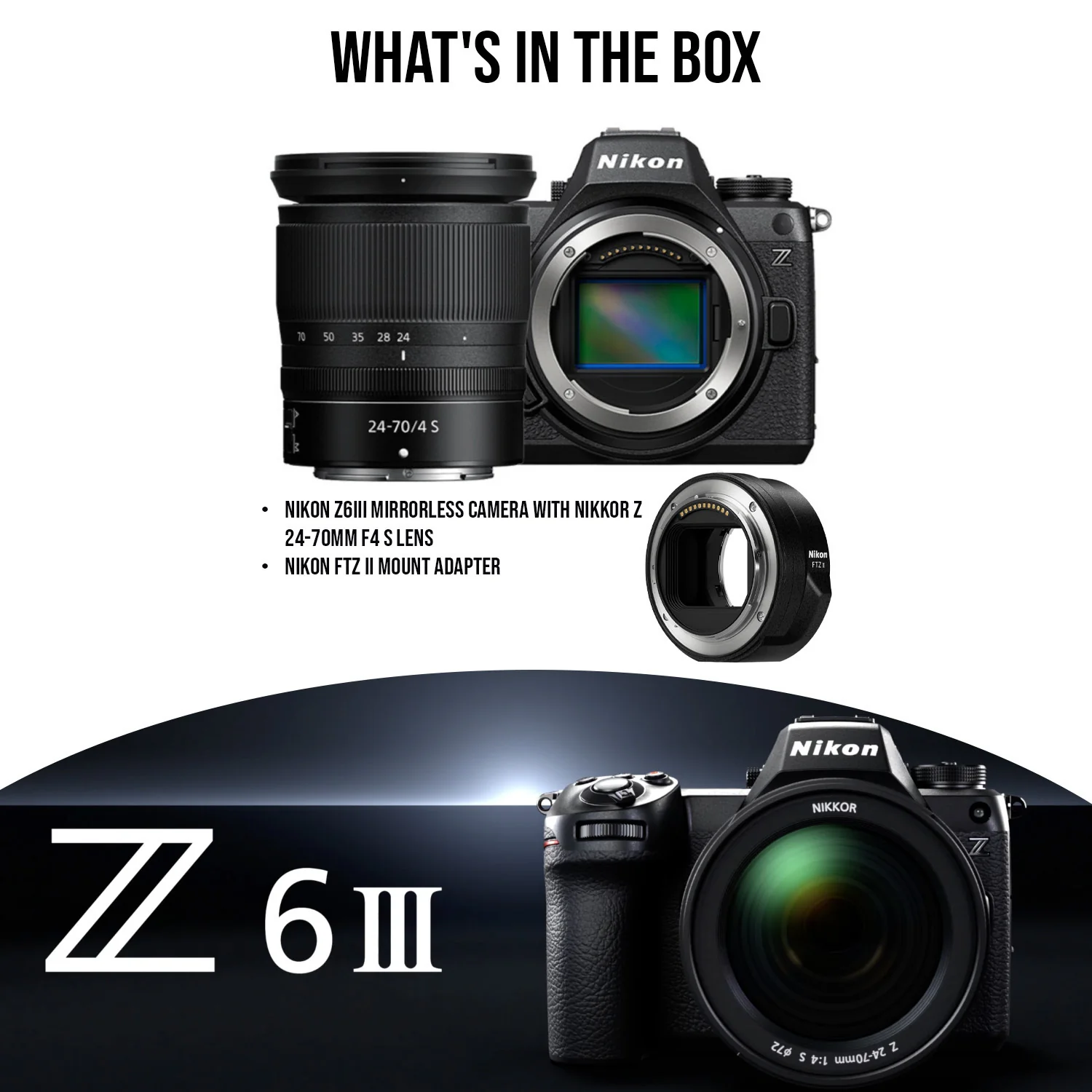 Nikon Z6III Mirrorless Camera with Nikkor Z 24-70mm f4 S Lens with Nikon FTZ II Mount Adapter Bundle - Image 7