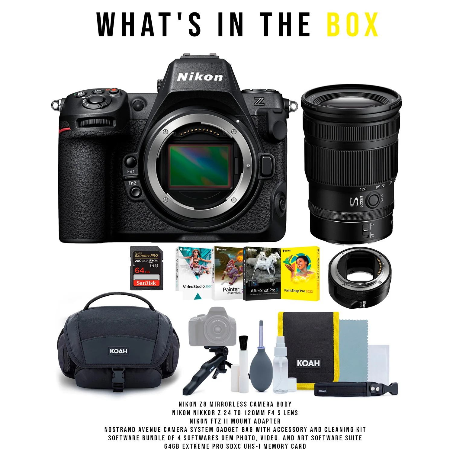 Nikon Z8 Mirrorless Camera Body with Nikon NIKKOR Z 24 to 120mm f4 S Lens and Nikon Adapter Bundle - Image 7