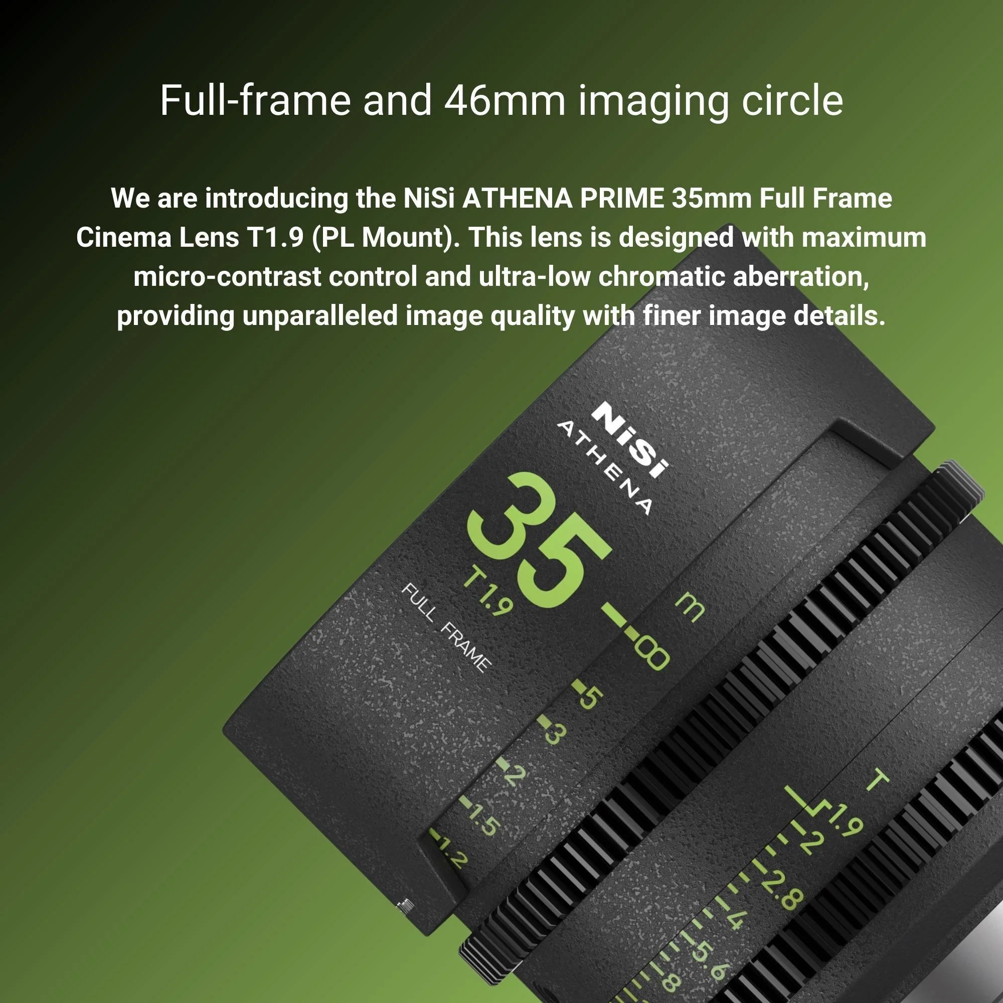 NiSi 35mm ATHENA PRIME Full Frame Cinema Lens T1.9 with Fluorescent Focal Scale (PL Mount) Bundle - Image 2