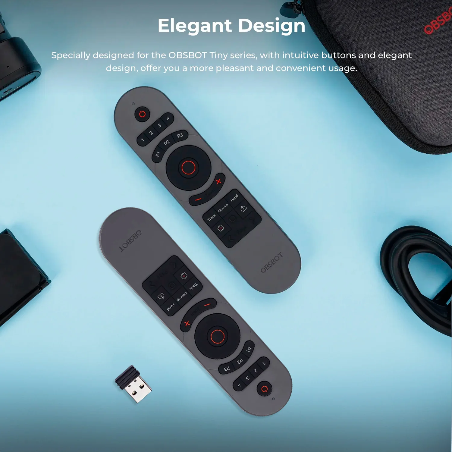 OBSBOT Smart Wireless Remote Controller with USB-A Dongle and Intuitive Buttons for Tiny 2 (Gray) - Image 6