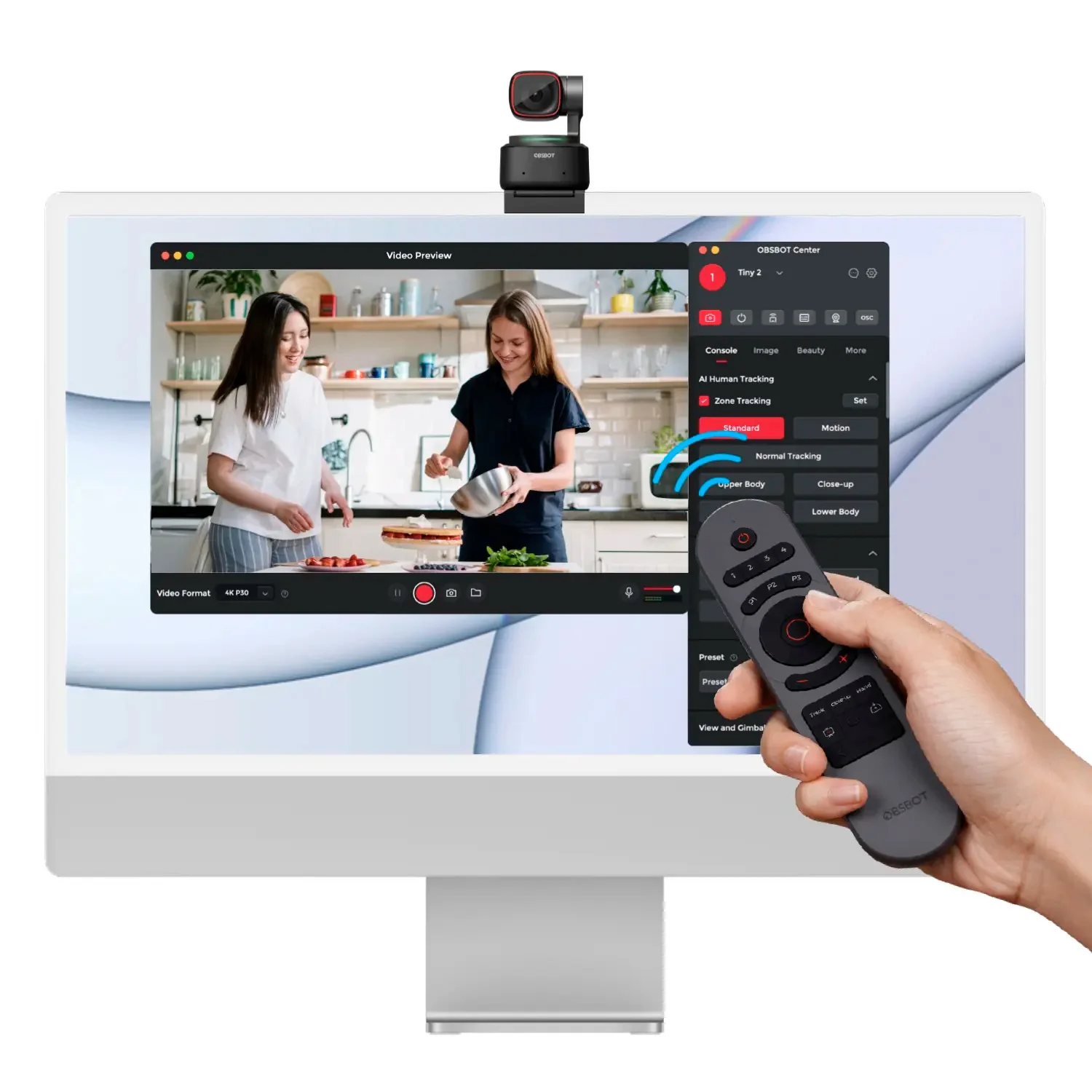 OBSBOT Smart Wireless Remote Controller with USB-A Dongle and Intuitive Buttons for Tiny 2 (Gray) - Image 9