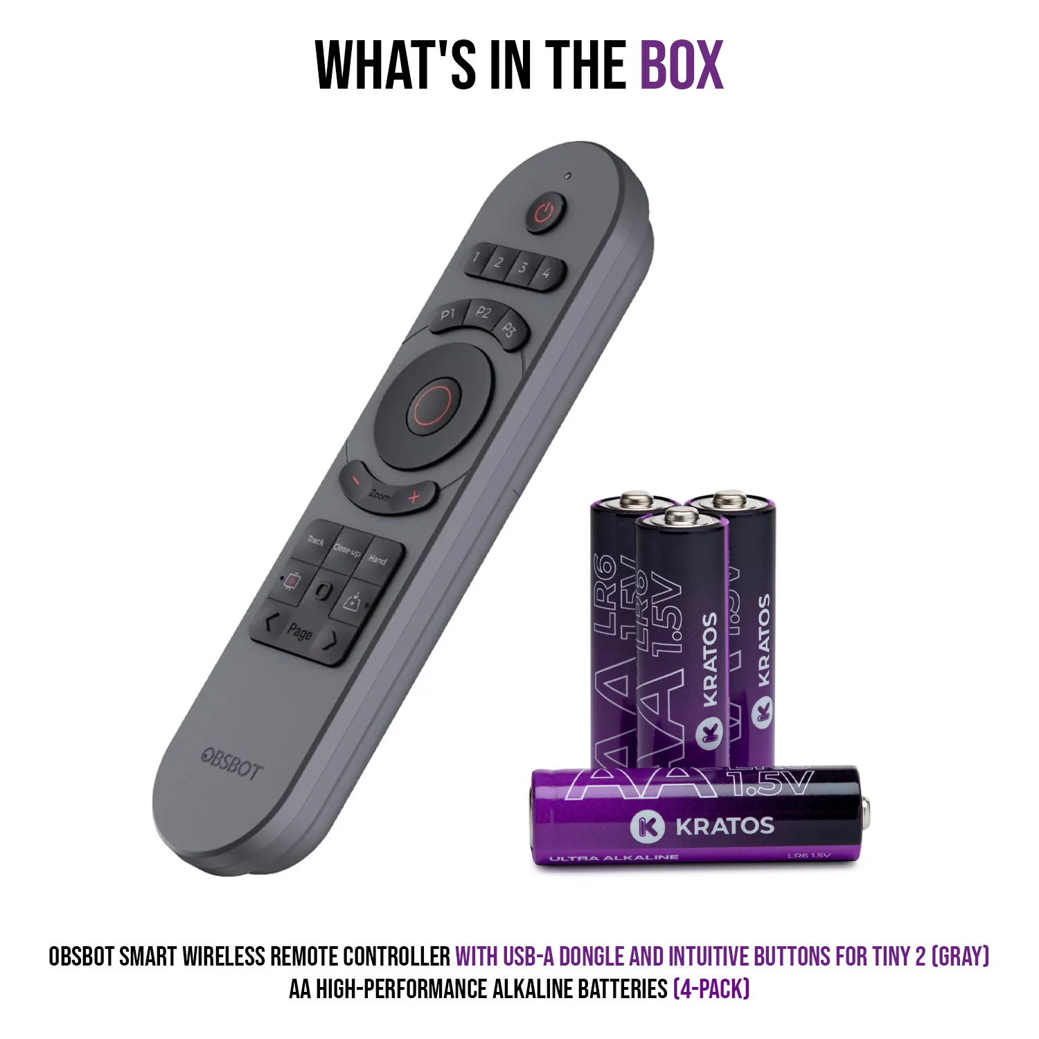 OBSBOT Smart Wireless Remote Controller (Gray) with AA Alkaline Batteries (4-Pack) Bundle - Image 7