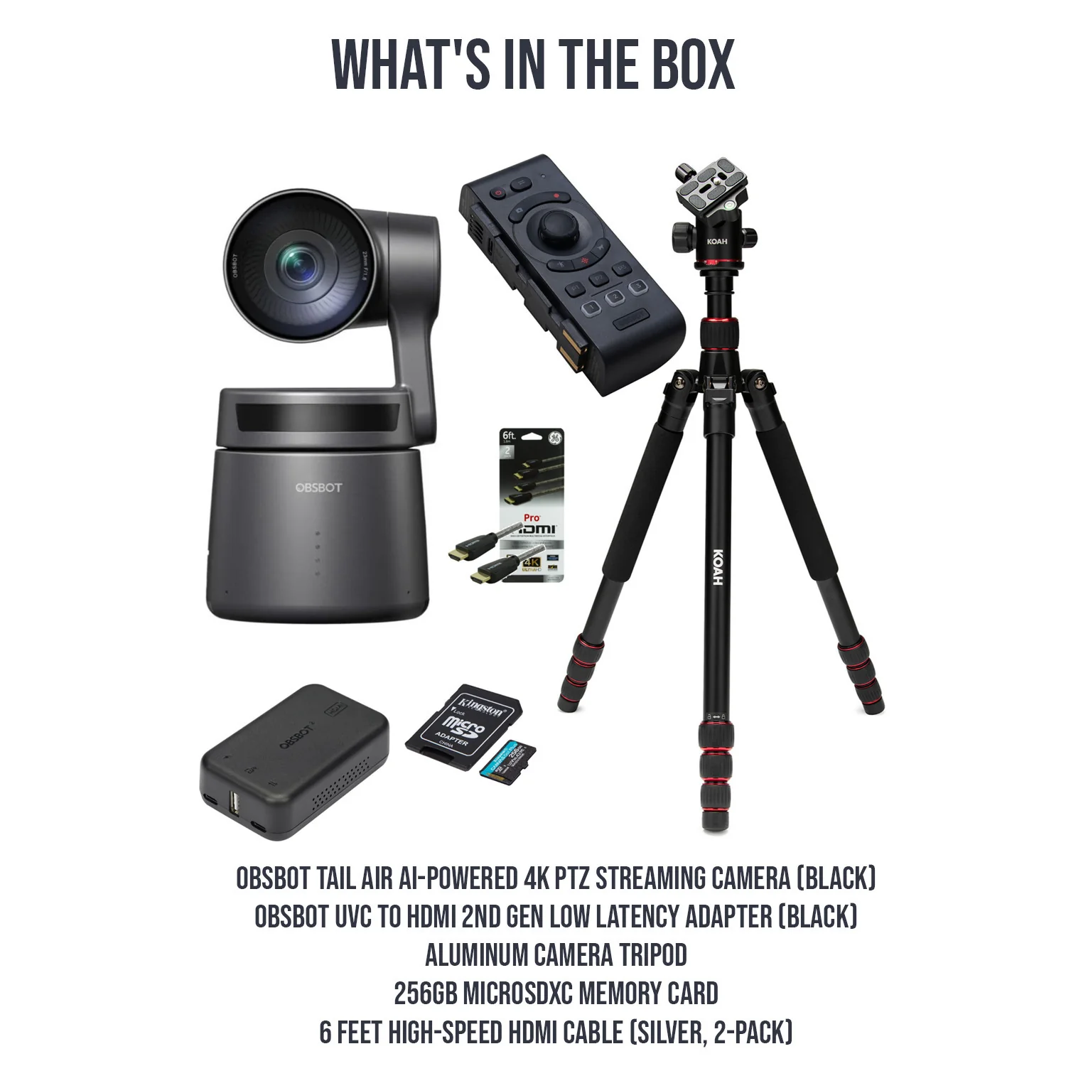 OBSBOT Tail Air AI-Powered 4K PTZ Streaming Camera with UHD Resolutions (Black) Bundle - Image 7