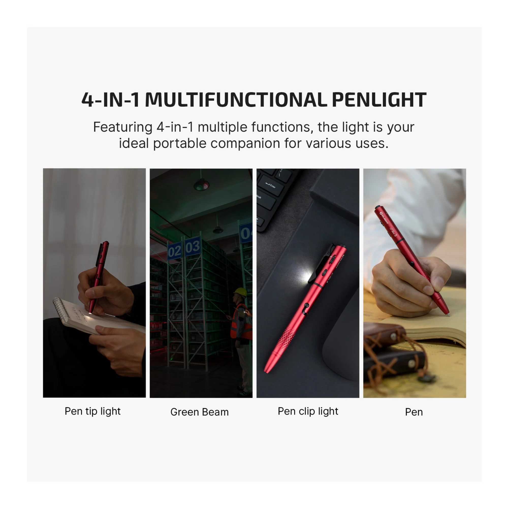 OLIGHT O'Pen 3 Multifunctional Pen Light with 120 Lumens (Wine Red) - Image 7