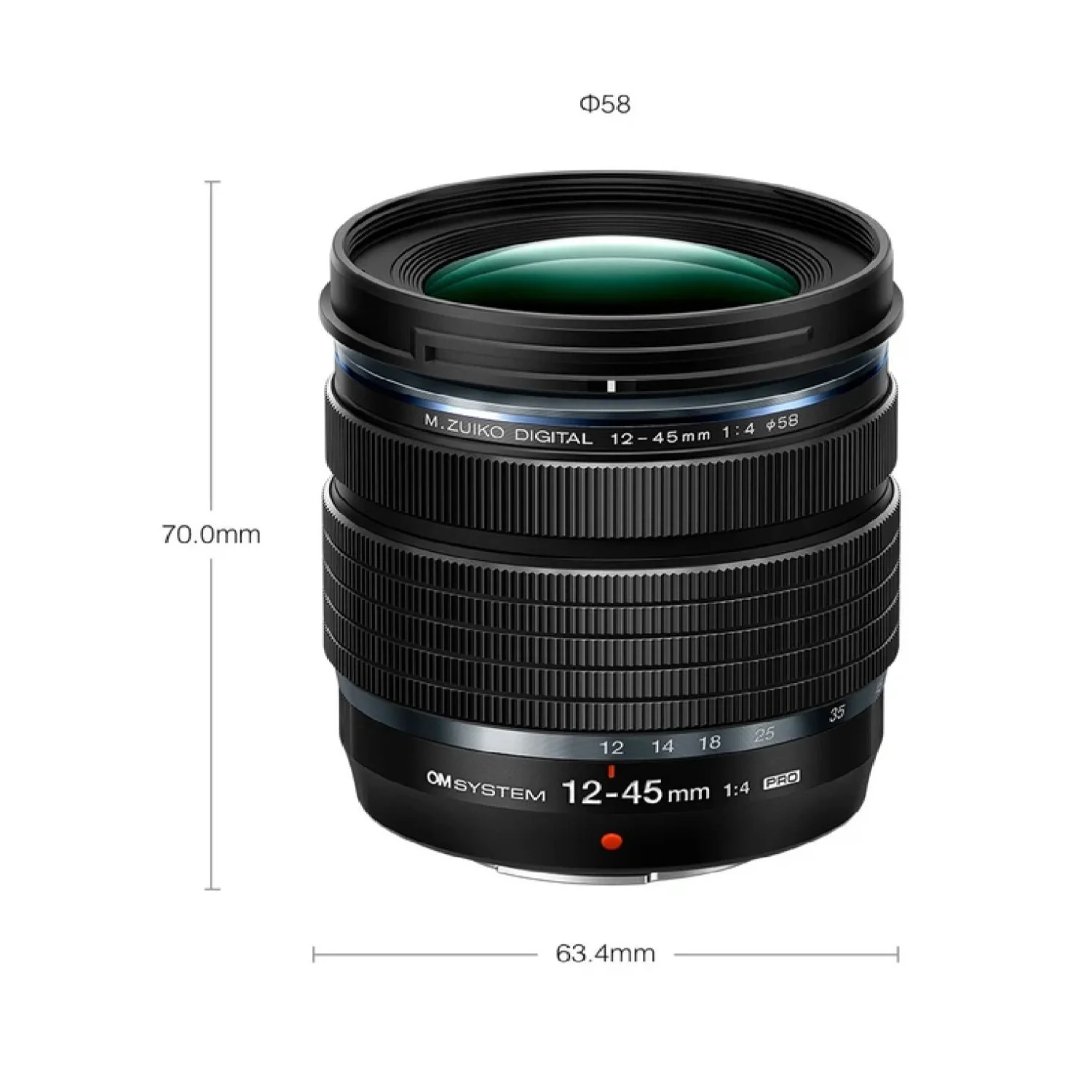 OM System M.Zuiko Digital ED 12-45mm F4.0 PRO Compact Weather-Sealed Zoom Lens for OM-D & MFT Camera