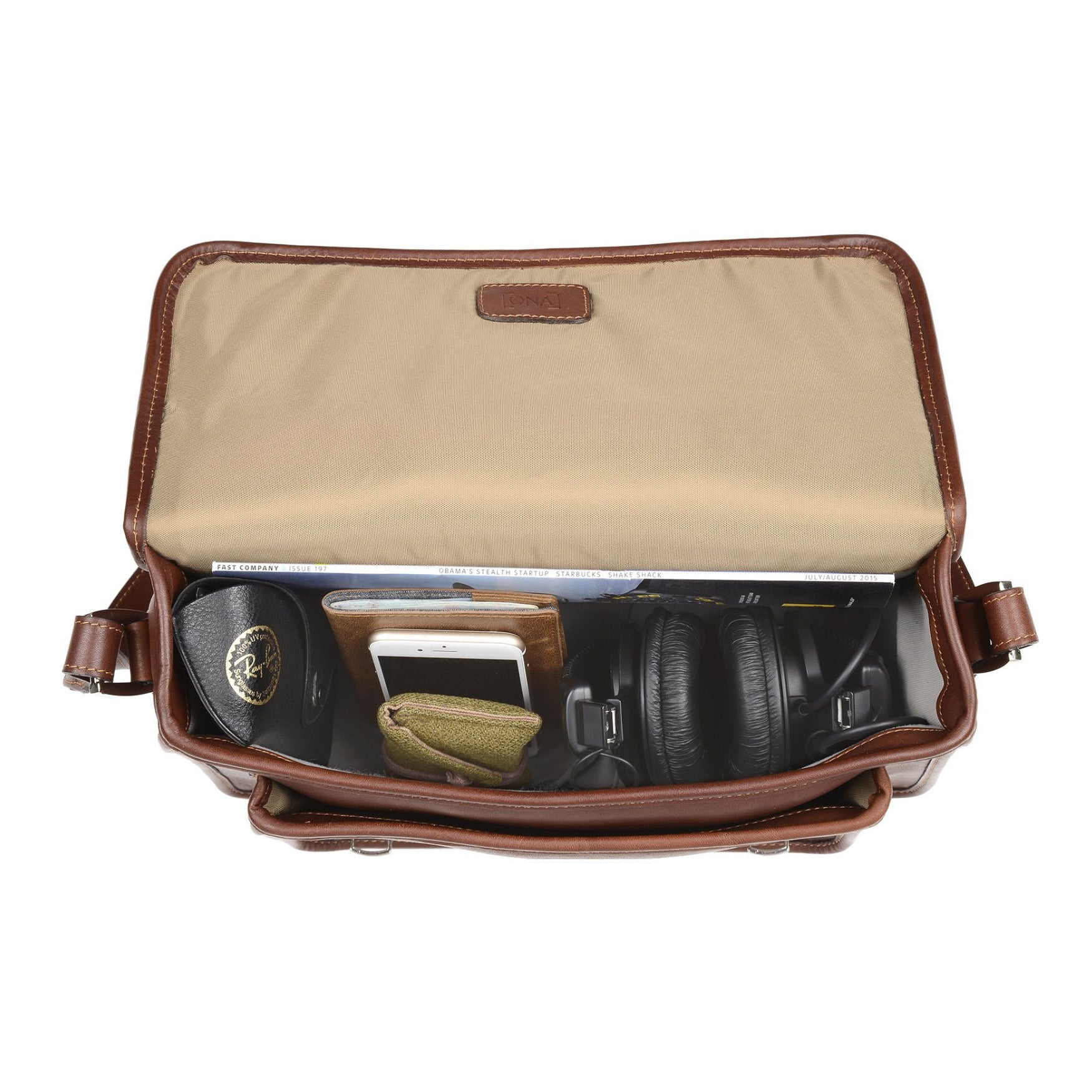 ONA Brooklyn Shoulder Messenger Bag (Chestnut Brown) - Image 4