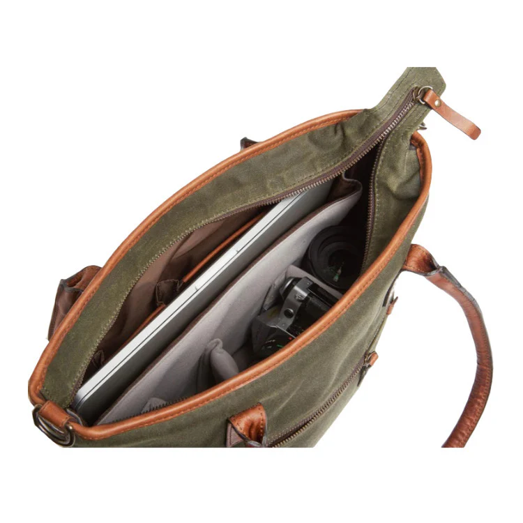 ONA Camera Bag Capri II Tote (Olive Waxed Canvas) - Image 4