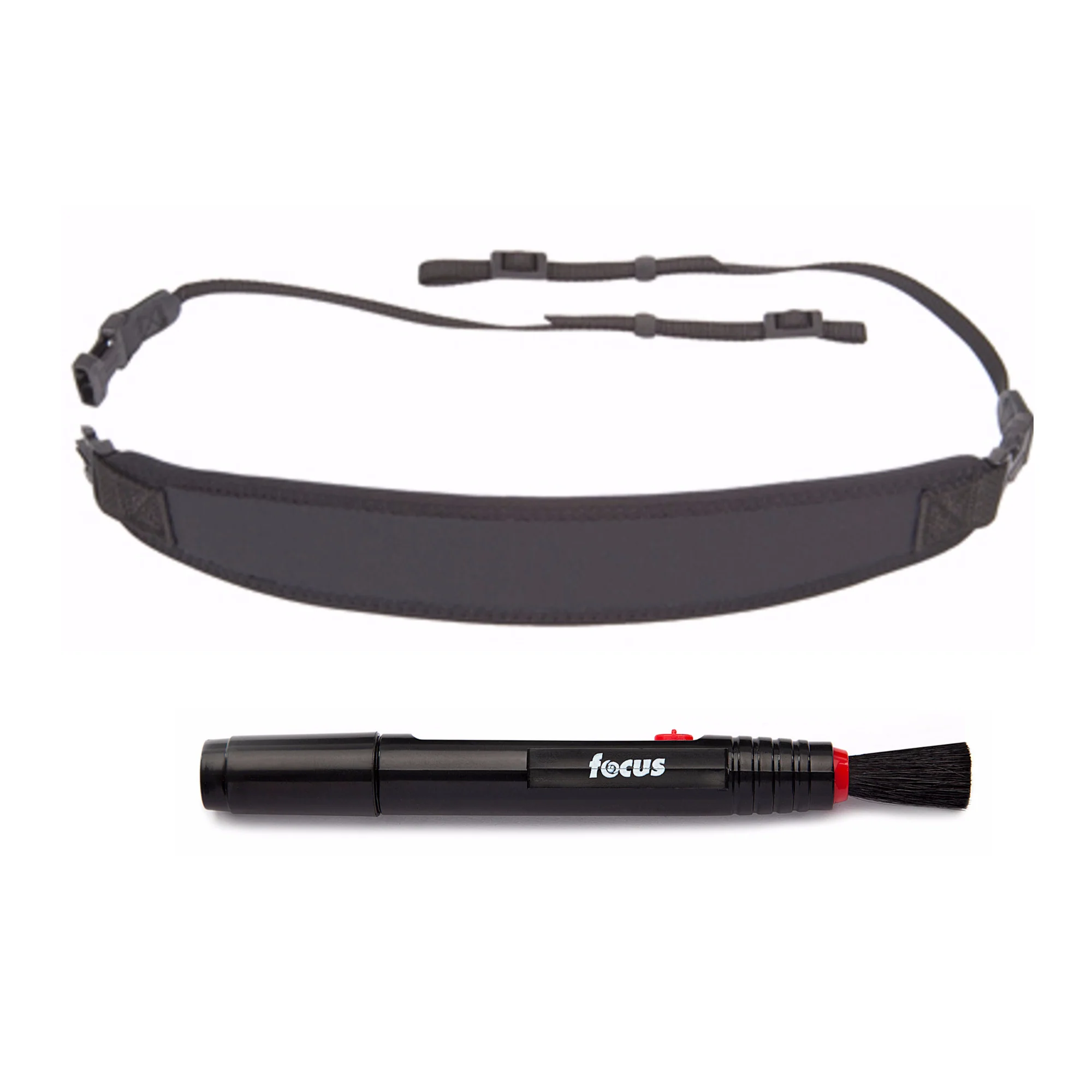 OP/TECH Classic Adjustable Camera/Binoculars Strap (Black) and Cleaning Pen