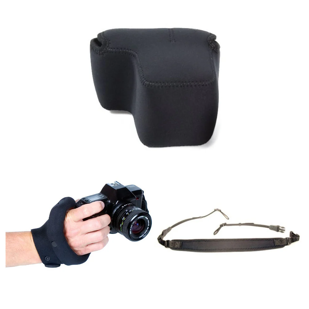 OP/TECH Super Classic Neck Strap with Grip Strap and D-Midsize Soft Camera Pouch