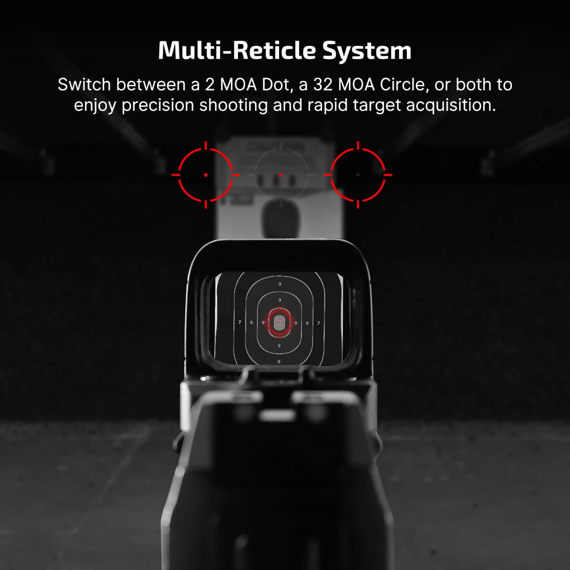 OSIGHT S Multi-Reticle 2 MOA Red Dot and 32 MOA Circle Sight with Charging Cover - Image 5