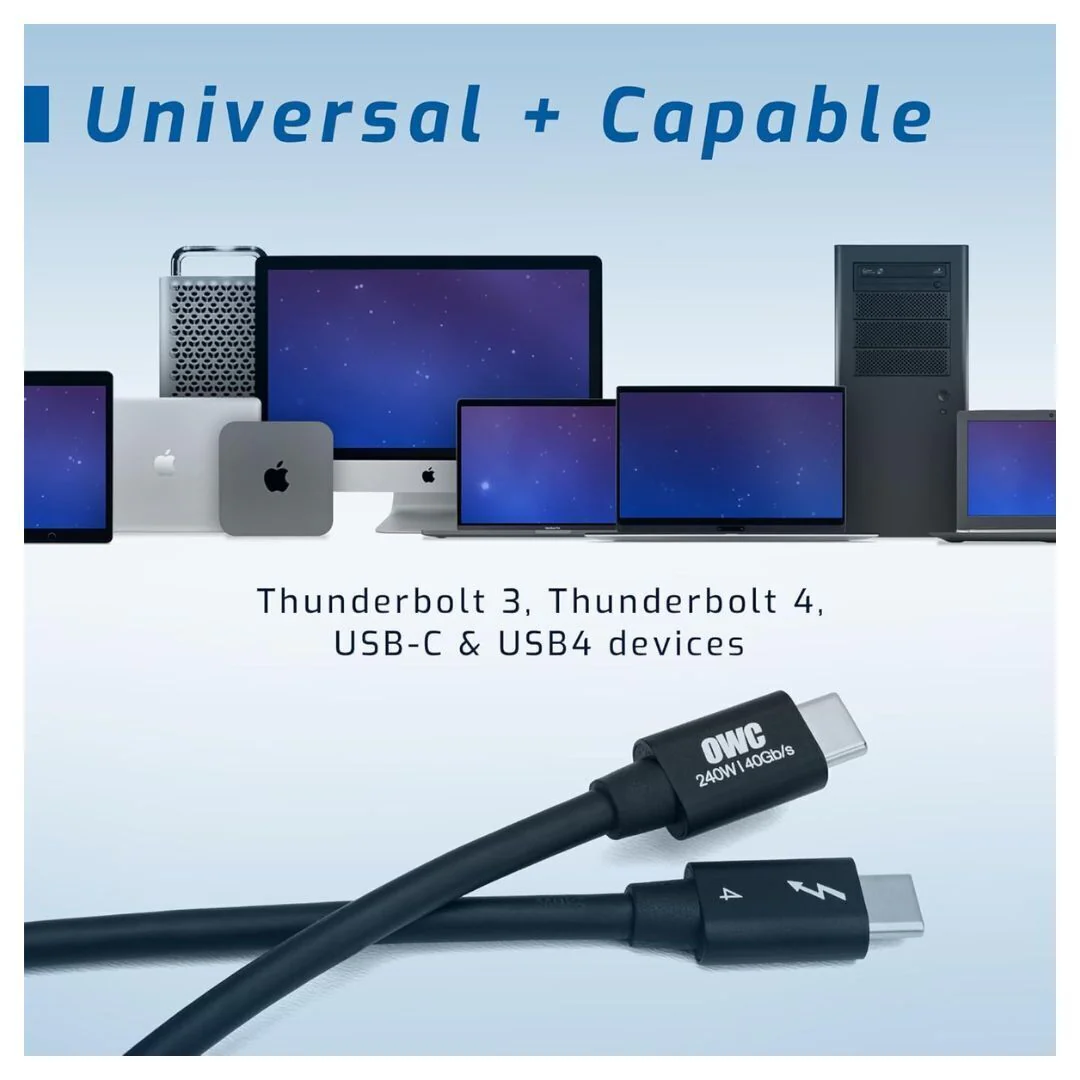 OWC 11.8-Inch Thunderbolt 4 and USB-C Cable with 40 GBPS Data Transfer (Black) - Image 2
