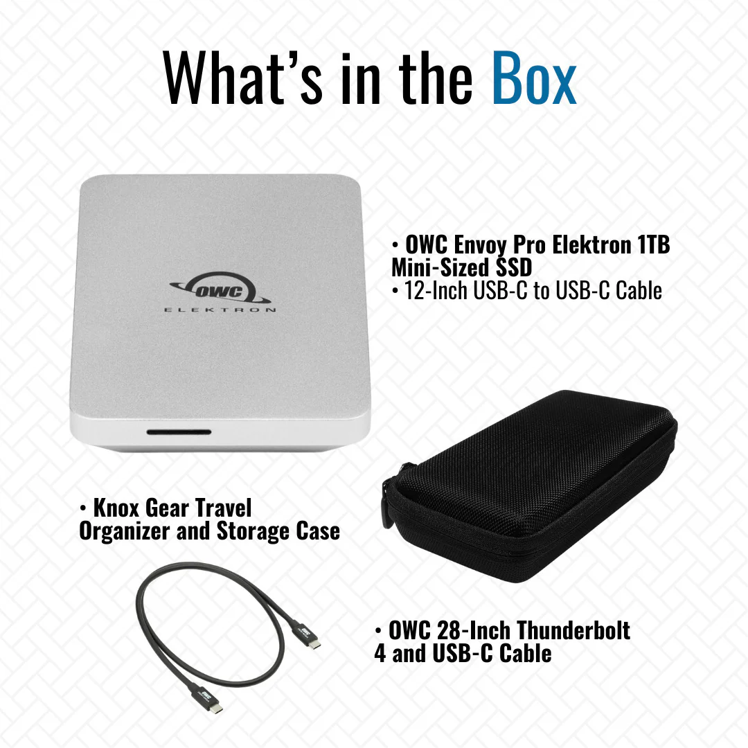 OWC Envoy Pro Elektron 1TB Mini-Sized SSD with Weather-Resistant Body (Silver) and OWC Cable Bundle - Image 7