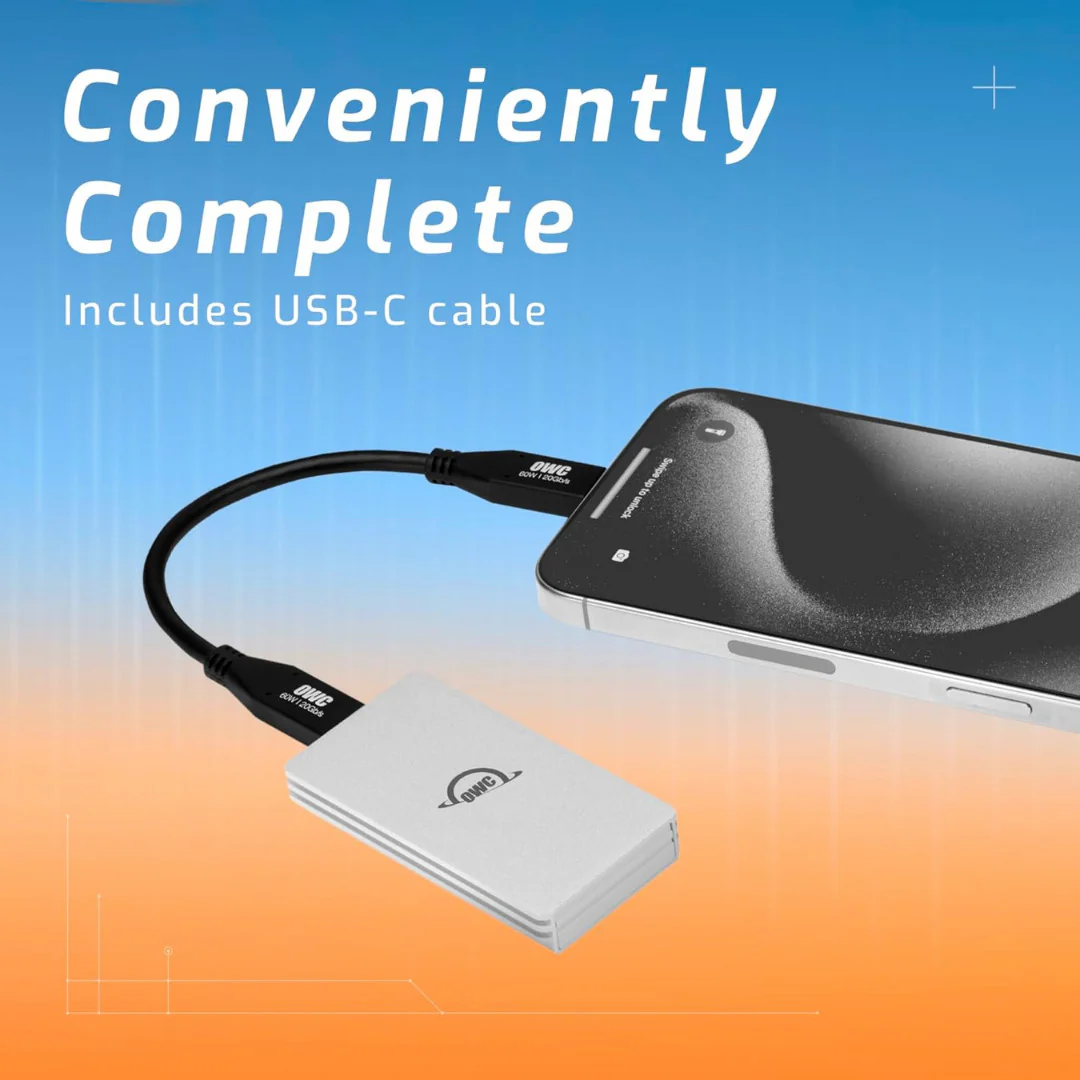 OWC Envoy 1TB Ultra-Portable USB-C NVMe SSD with 1000 MBPS Transfer Speed (Silver) Bundle - Image 5