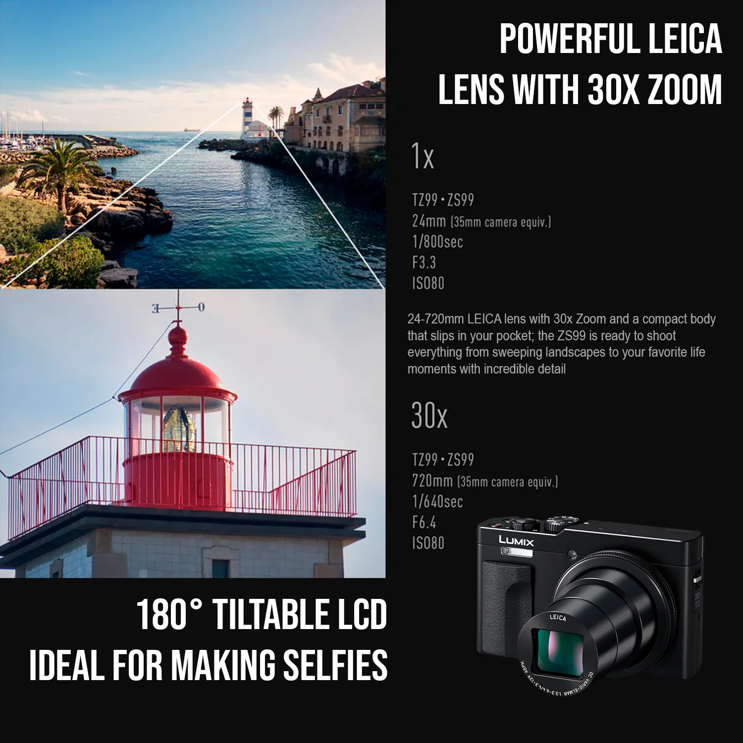 Panasonic LUMIX ZS99 30x Zoom Point Compact Digital Camera (Black) and Memory Card Bundle - Image 5
