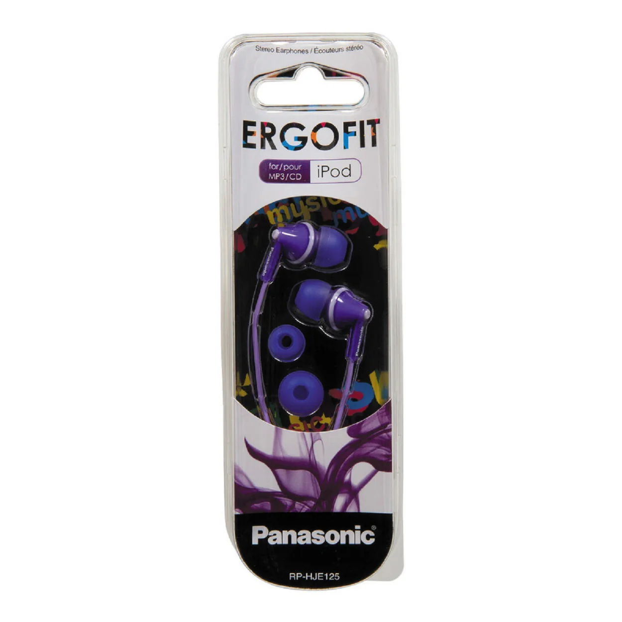 Panasonic RP-HJE125-V ErgoFit In-Ear Earbud Headphones (Violet) - Image 2