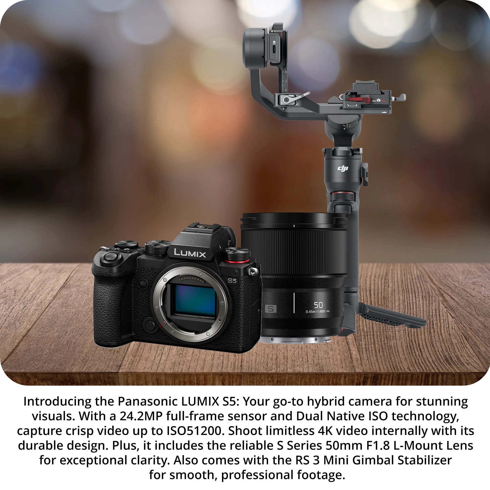 Panasonic LUMIX S5 4K Mirrorless Full-Frame L-Mount Camera with S 50mm f/1.8 Lens and Gimbal - Image 2