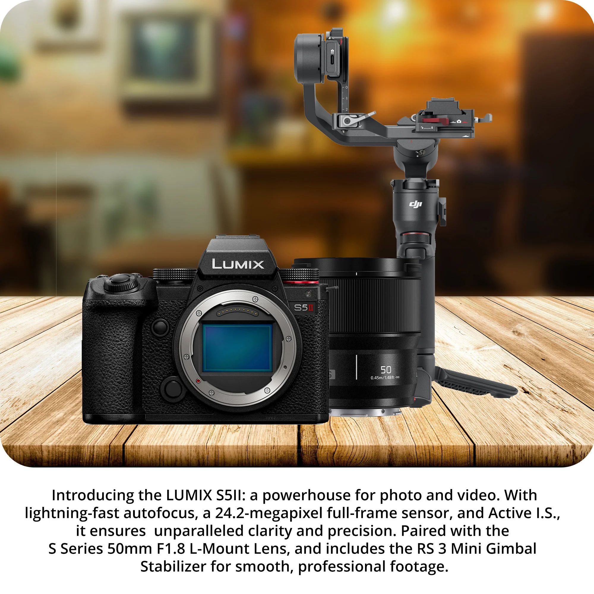 Panasonic LUMIX S5II 24.2MP Full Frame Mirrorless Camera with S 50mm f/1.8 Lens and RS 3 Mini Gimbal - Image 2