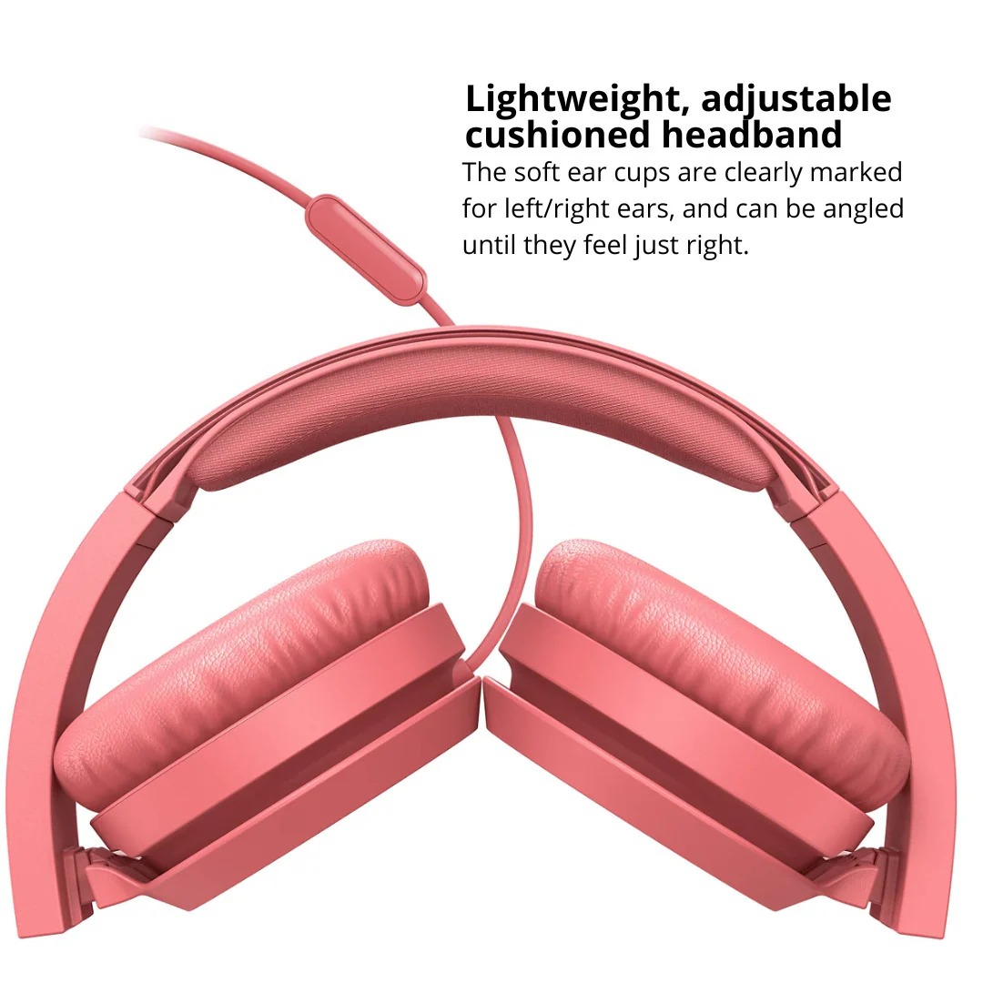Philips 3000 Series TAH4105RD00 On-Ear Closed-Back Headphones with 32mm Drivers (Red) Bundle - Image 4
