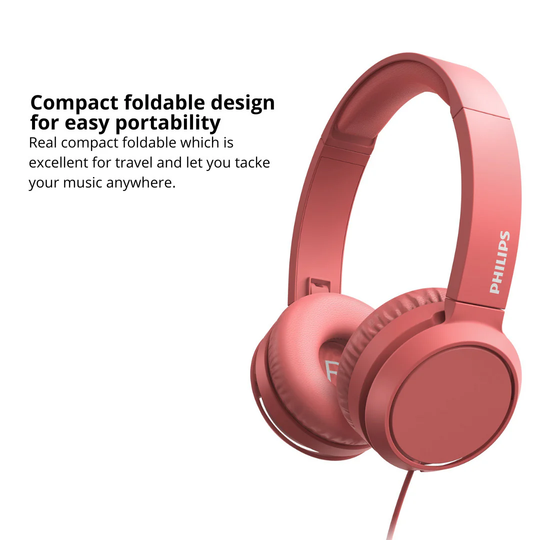 Philips 3000 Series TAH4105RD00 On-Ear Closed-Back Headphones with 32mm Drivers (Red) Bundle - Image 6
