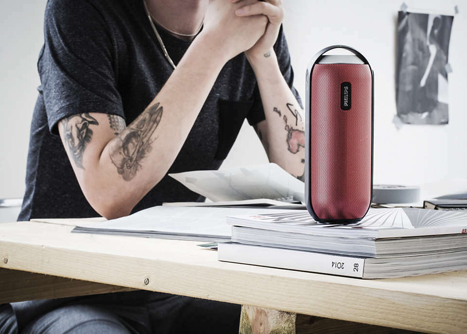Philips Splash Proof Wireless Bluetooth Portable Speaker (Red) - Image 4