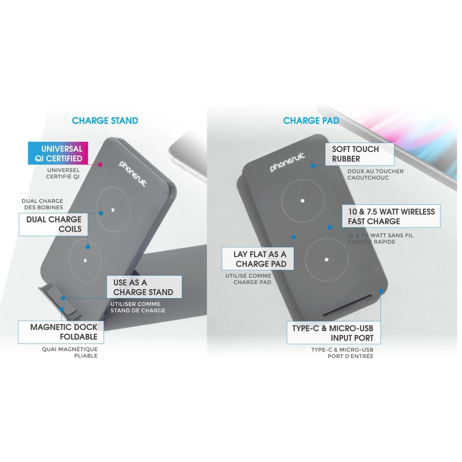 Phonesuit Energy Core Wireless Qi Charging Stand and Pad - Image 5