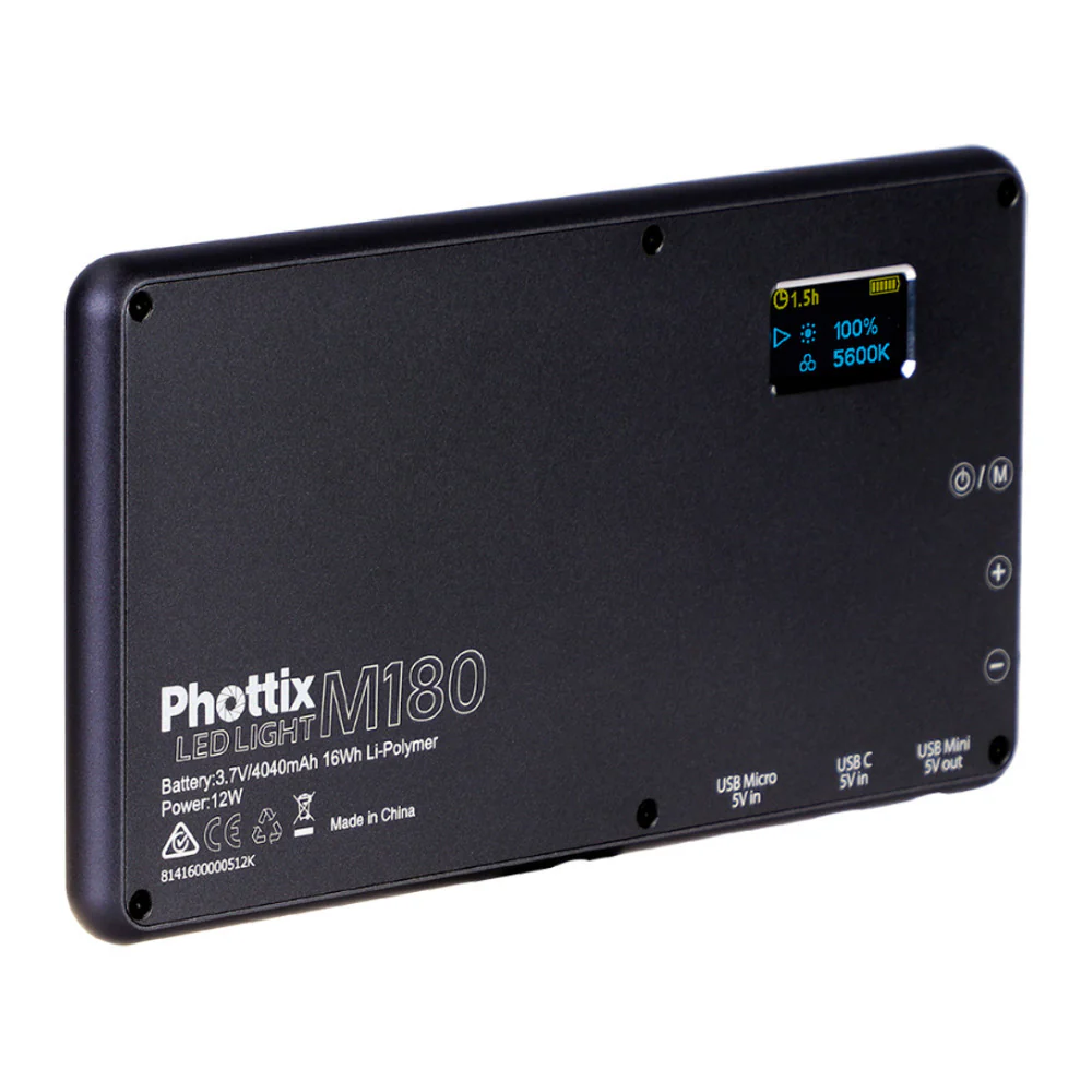 Phottix M180 Bi-Color LED Panel and USB Power Bank (Gray) - Image 6