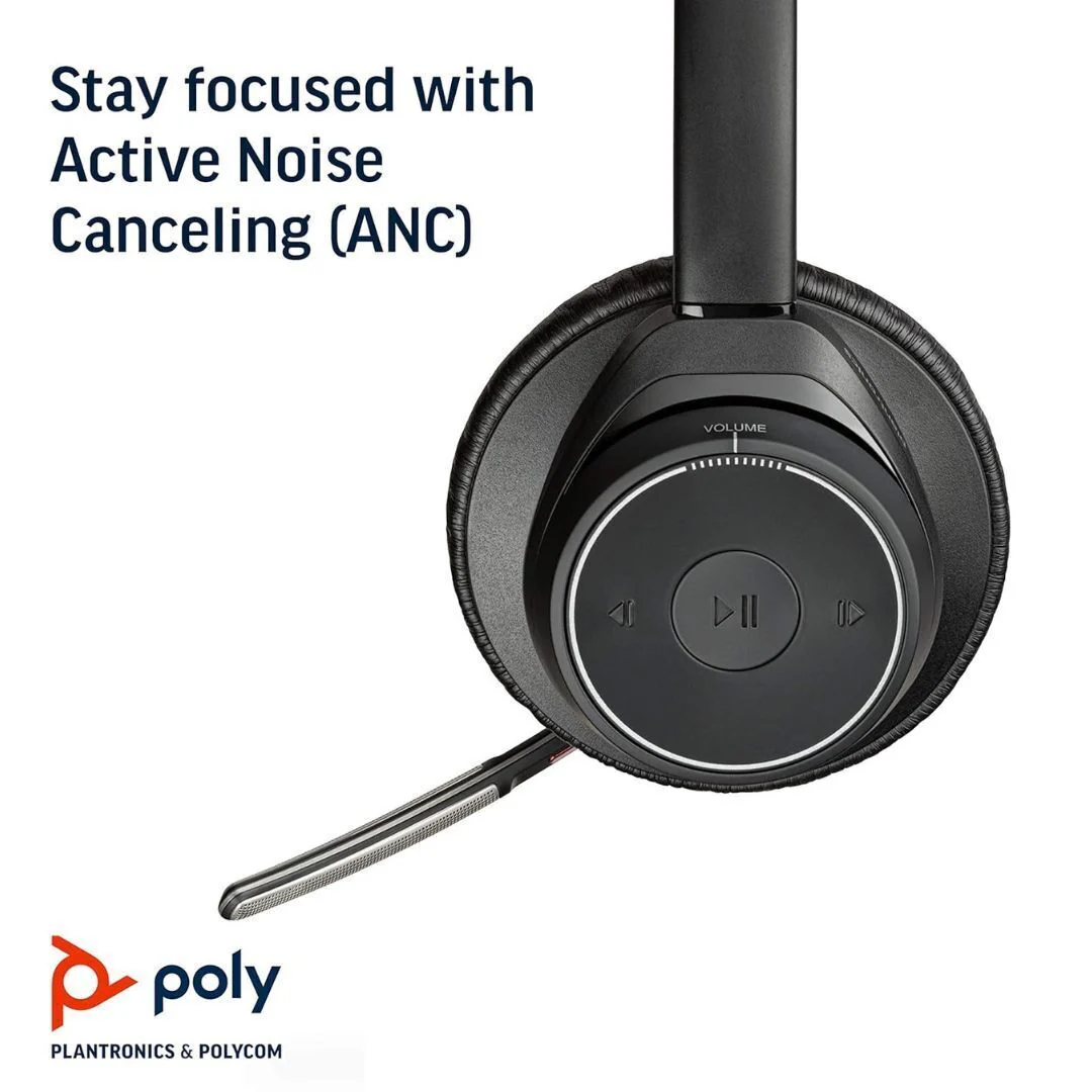 Plantronics Poly Voyager Focus UC Stereo Bluetooth Dual-Ear Headset (Black) - Image 4