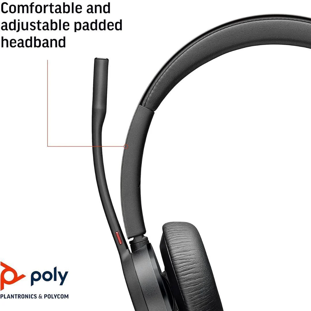 Poly Voyager 4320 UC Over-Ear Boom Headset with Bluetooth, Black (Microsoft Teams Certified) - Image 3