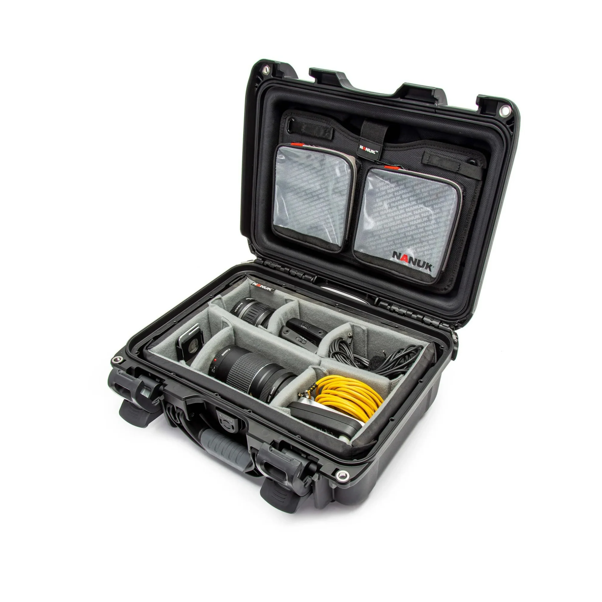 Nanuk 935 Waterproof HardCase with Lid Organizer, Padded Divider, Wheels (Black) with Airtag Holder - Image 4