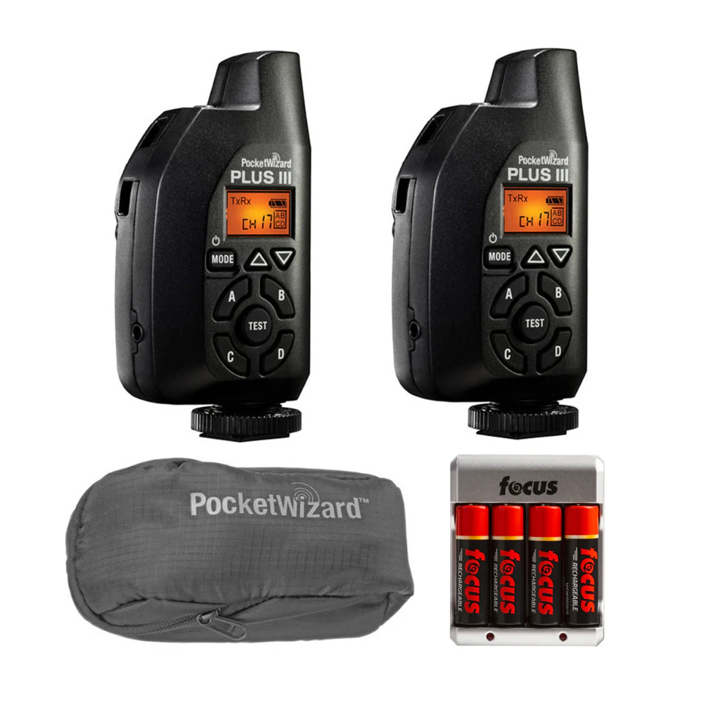 PocketWizard Plus III Transceiver (2-Pack, Black) with Case and Battery Pack