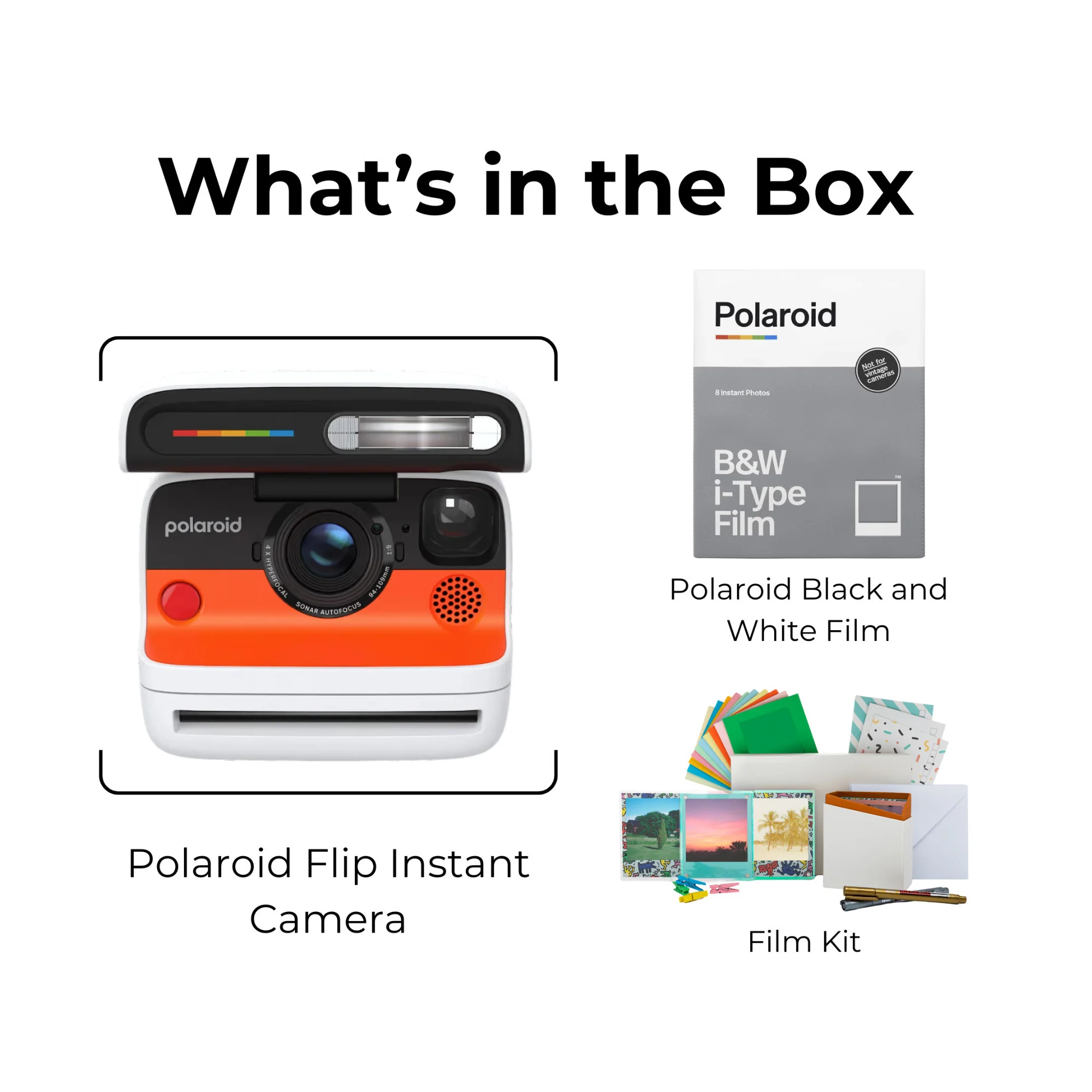Polaroid Flip Instant Camera with Sonar Autofocus (White) and Accessories Bundle - Image 5