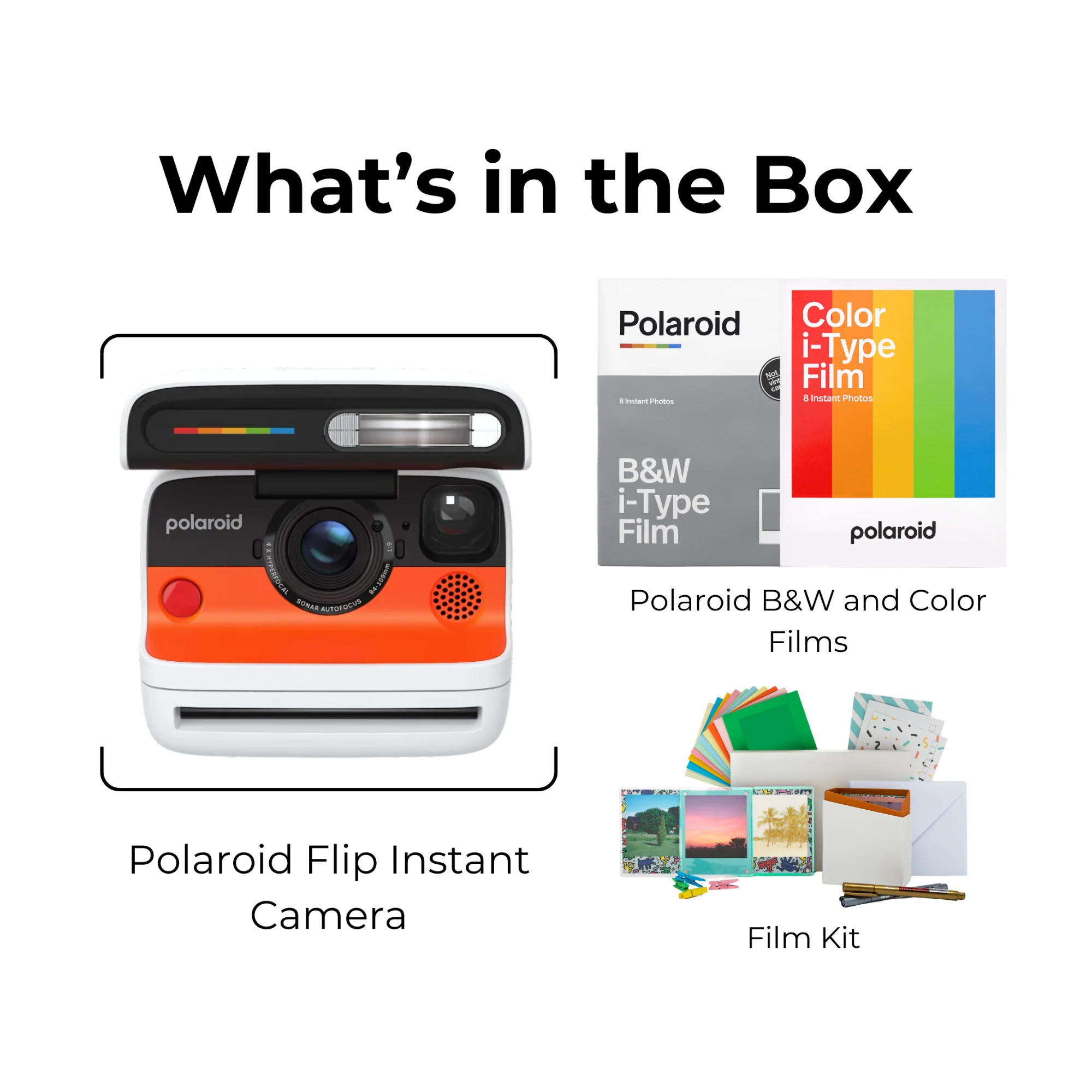 Polaroid Flip Instant Camera with Sonar Autofocus (White) with Film and Film Kit - Image 6