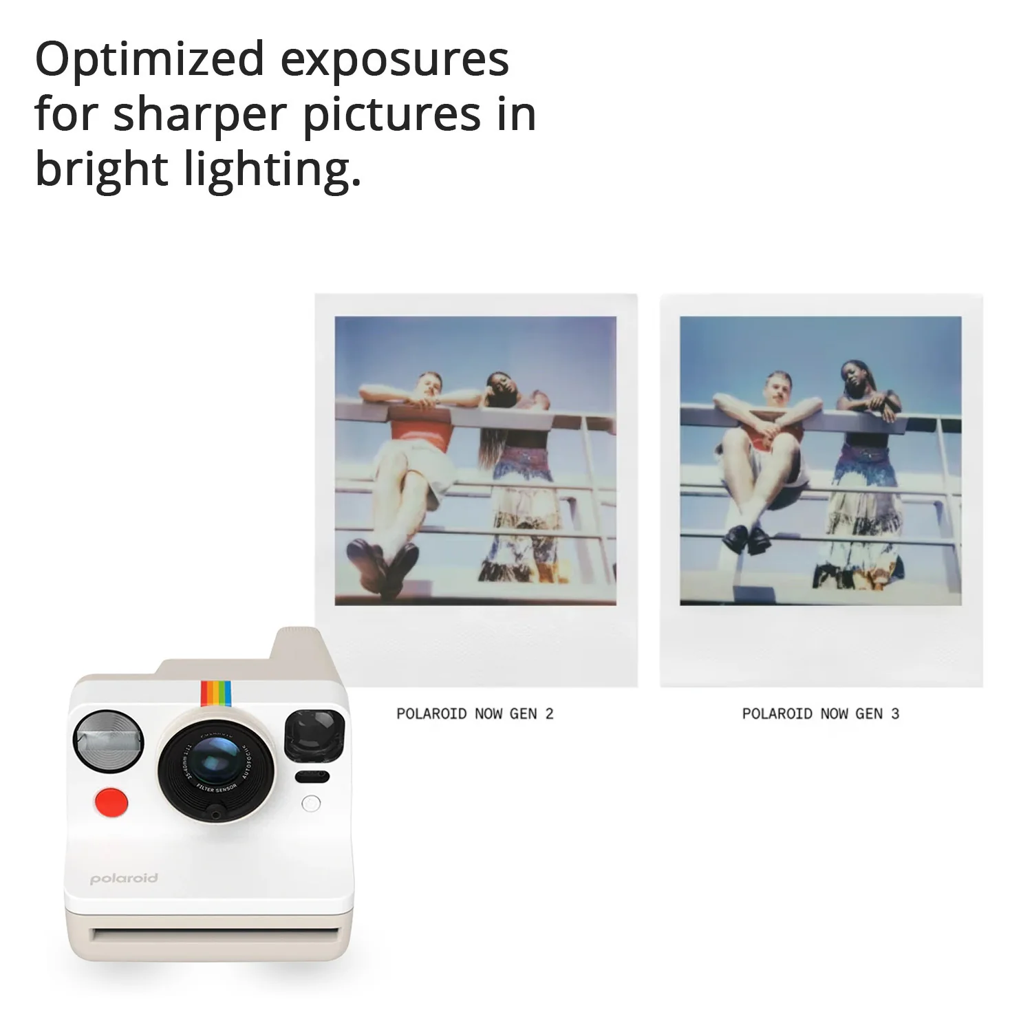 Polaroid Now Generation 3 Analog Instant Camera and Focus Polaroid Film Kit (Pebble White) Bundle - Image 3