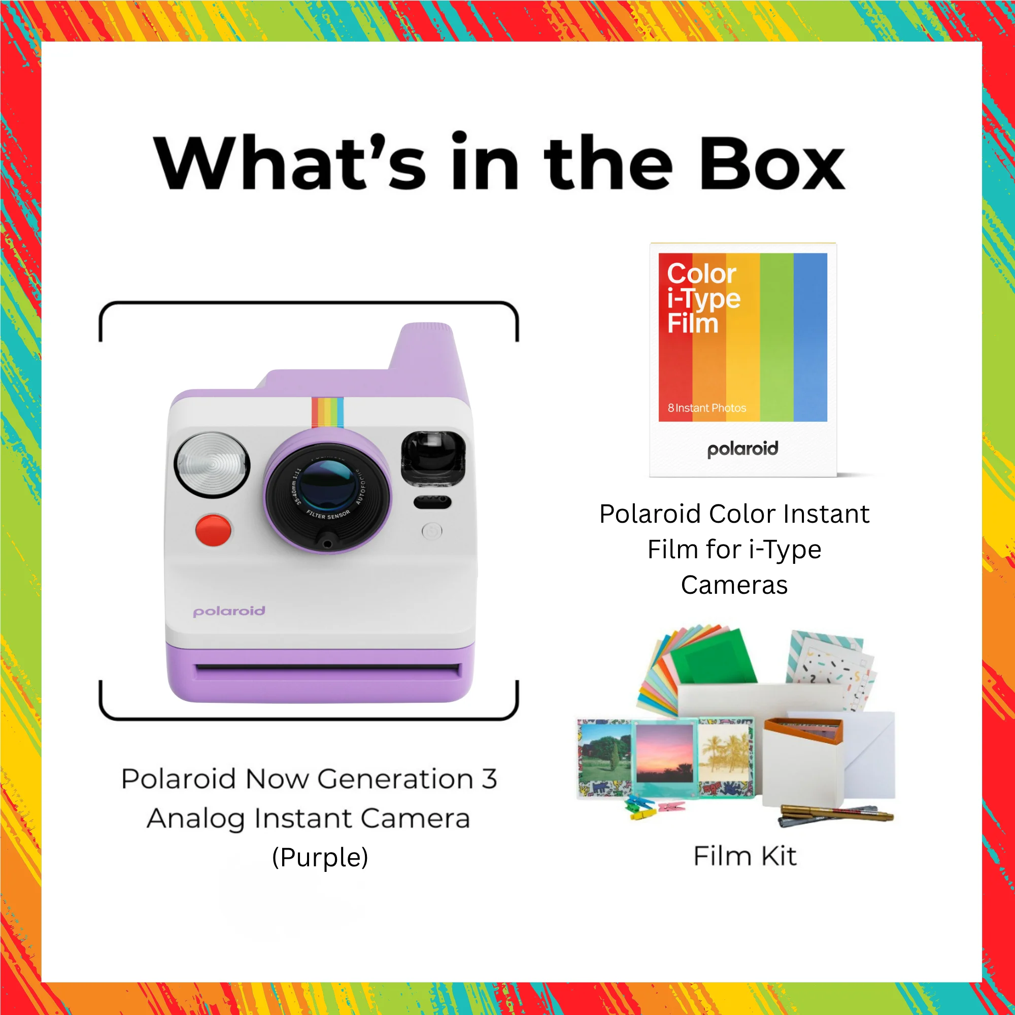 Polaroid Now Generation 3 Purple Analog Instant Camera with Tripod Mount Bundle - Image 7
