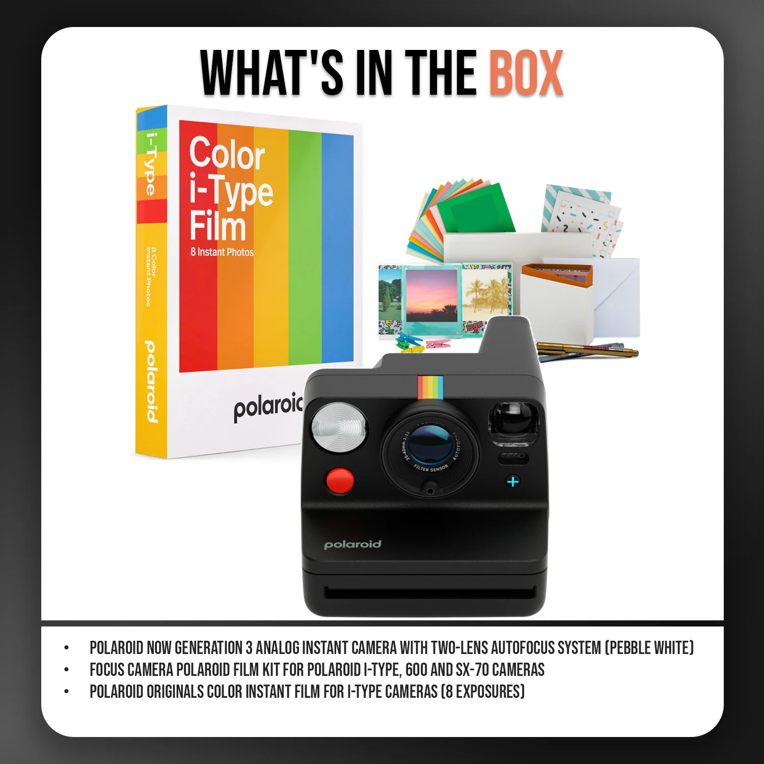 Polaroid Now Plus Generation 3 Instant Camera (Black) with Film Kit and Color Instant Film Bundle - Image 7